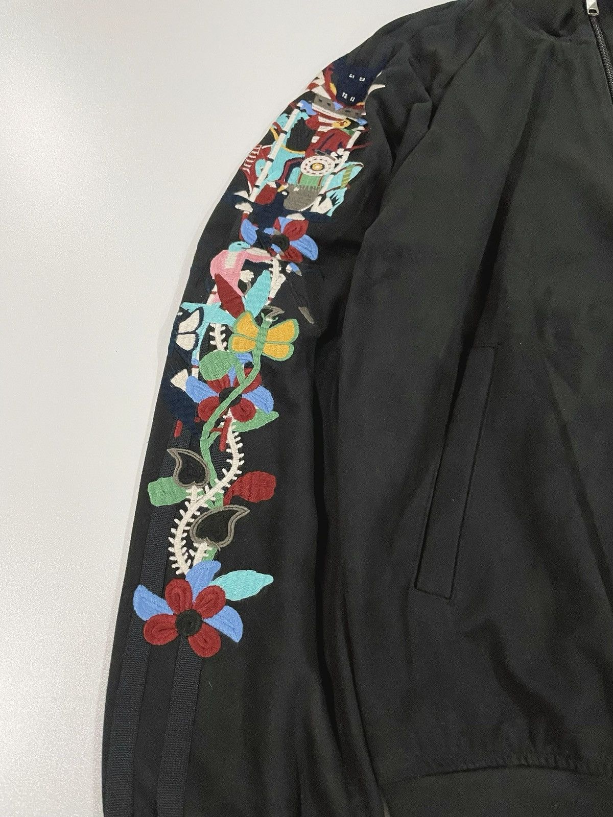 Doublet Doublet black chaos embroidery suede track jacket | Grailed