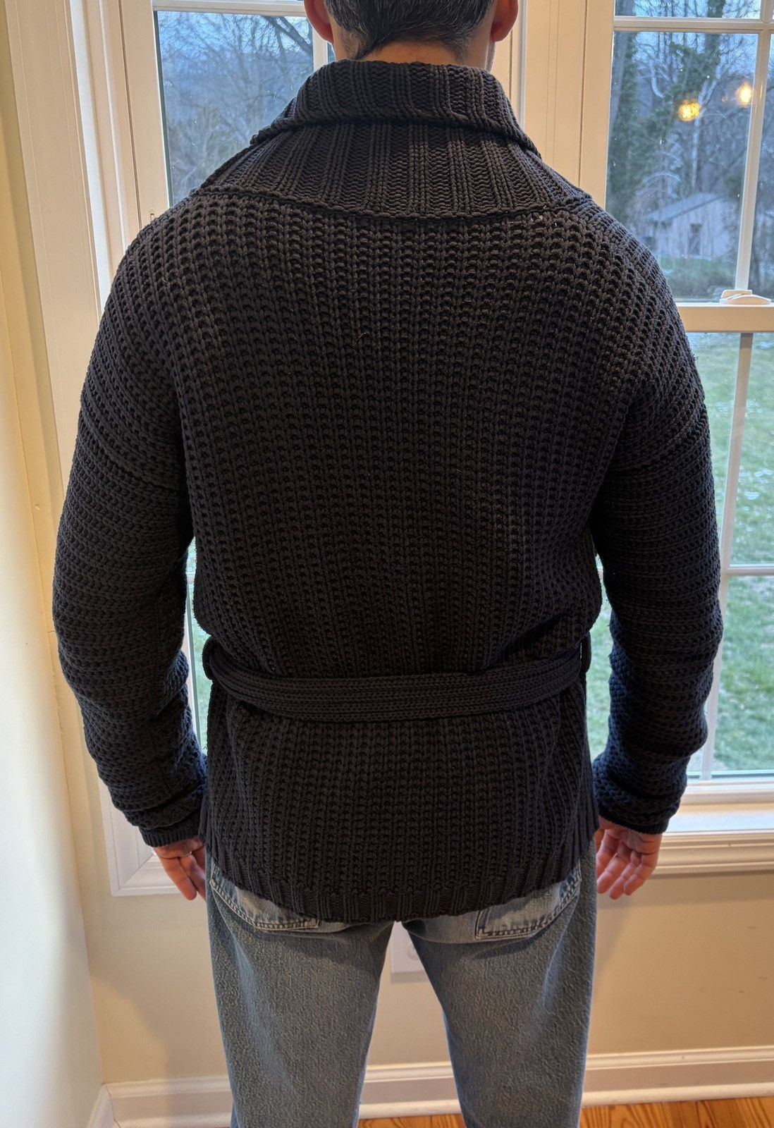 Louis Vuitton Incredible Navy Oversized Heavy Knit Shawl Cardigan Jacket Size US M / EU 48-50 / 2 - 16 Thumbnail