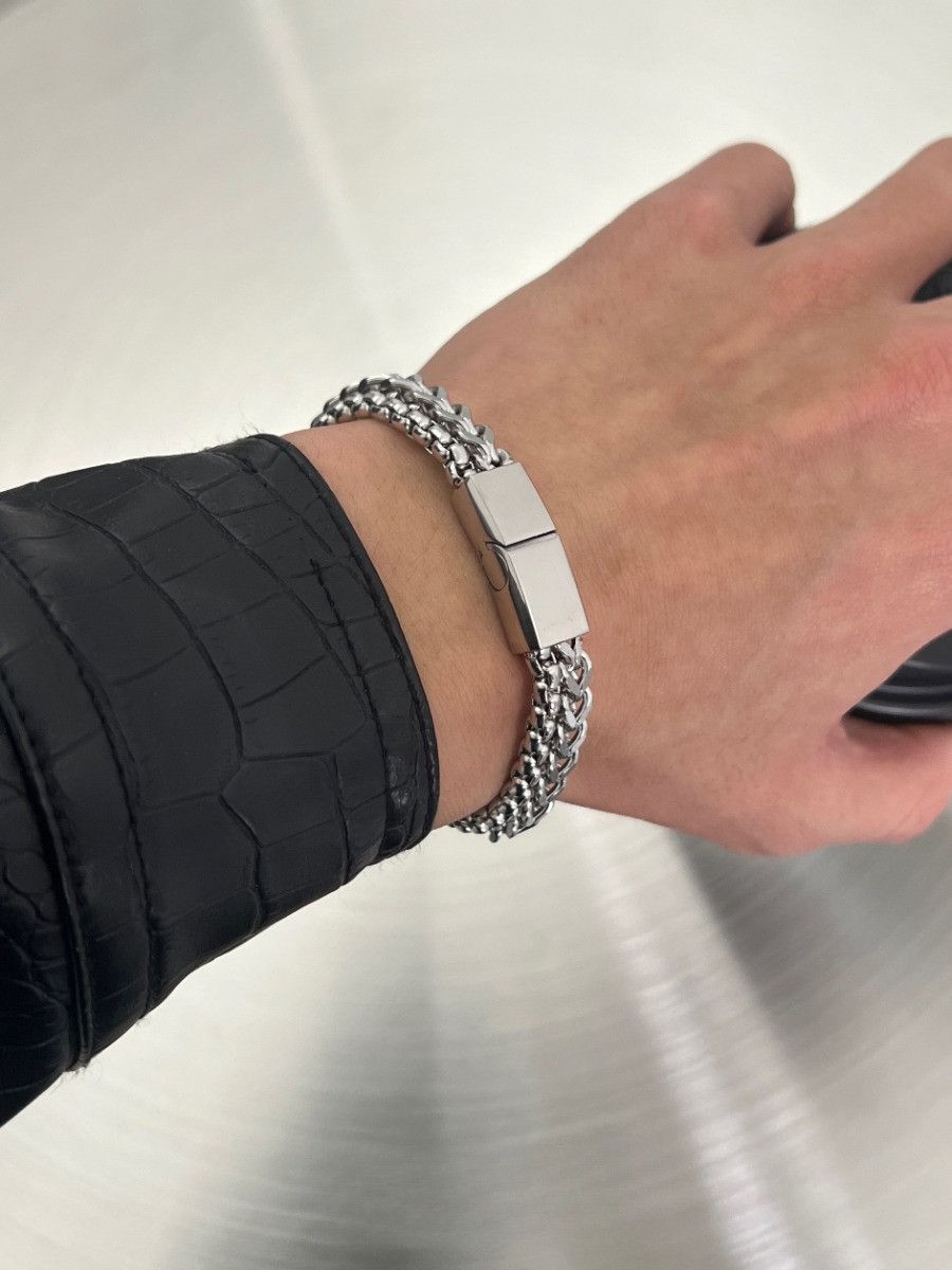 Jewelry × Vintage Double titanium steel stylish silver bracelet for men Size ONE SIZE - 1 Thumbnail
