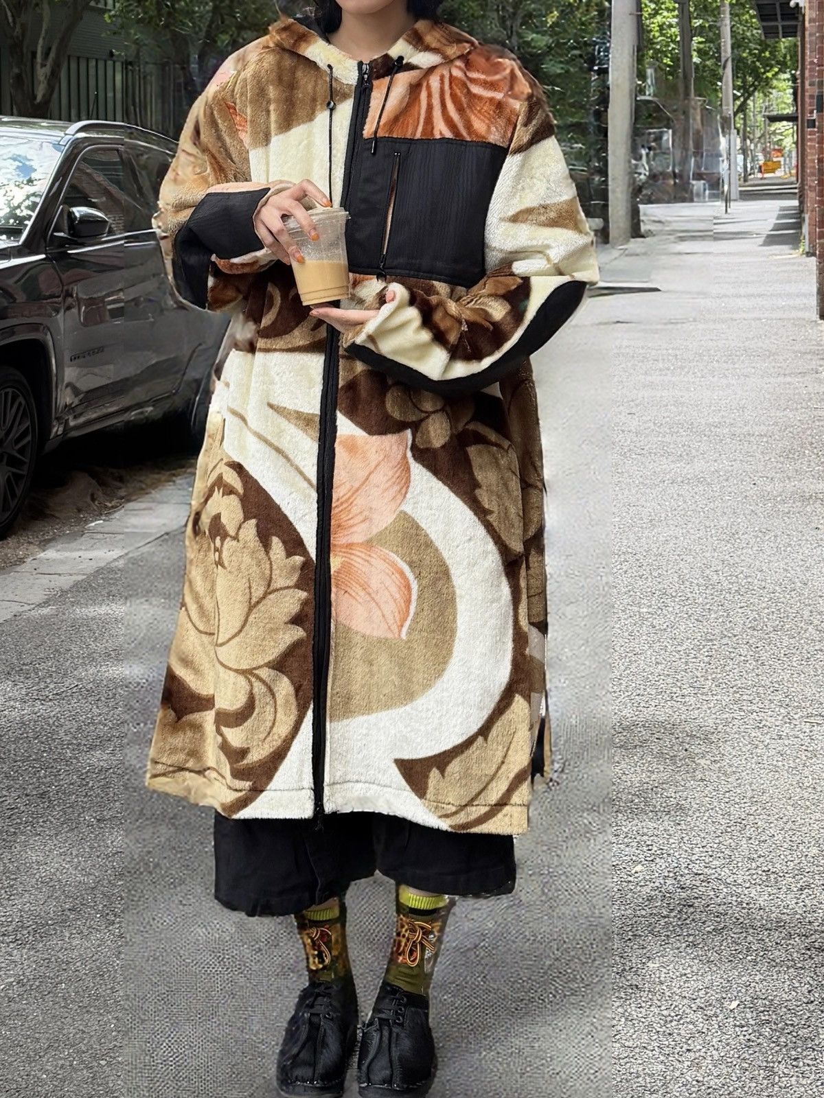 Marine Serre MARINE SERRE technical fleece blanket coat in multicolor. Size L / US 10 / IT 46 - 1 Thumbnail