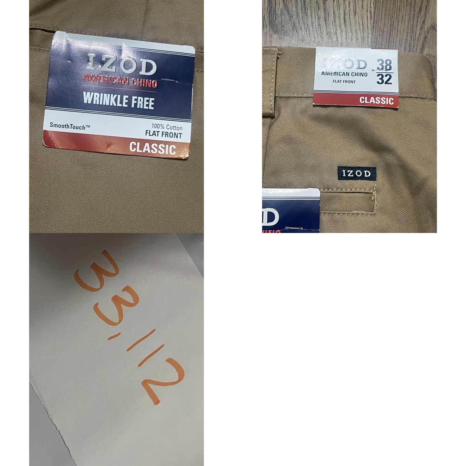 Izod IZOD Pants, Men's Size 38x32, Brown, American Chino, Classic Fit, Cargo Pants NW Size US 38 / EU 54 - 9 Thumbnail