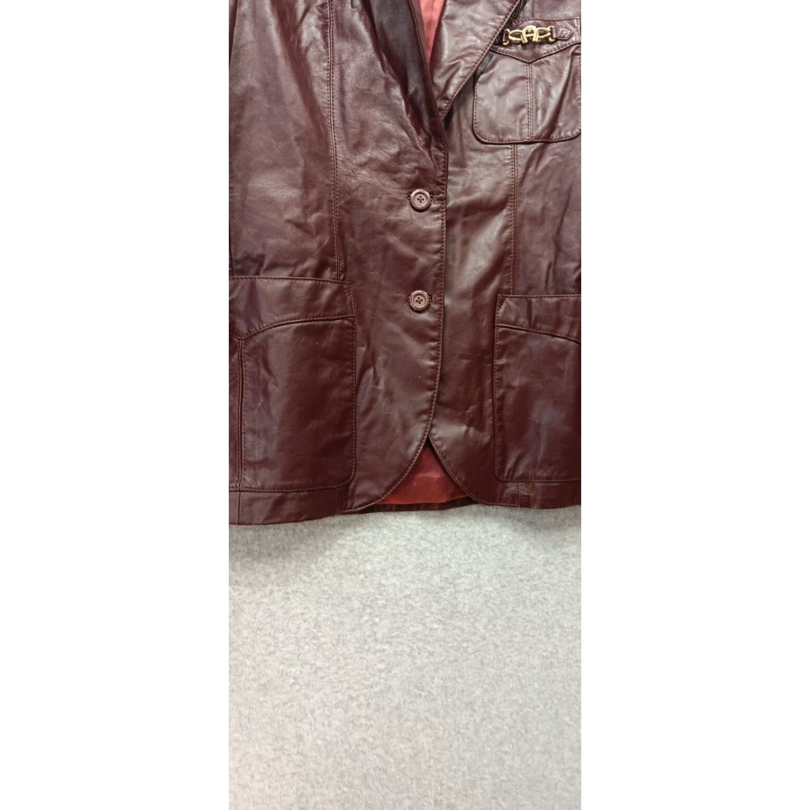 Etienne Aigner VINTAGE Etienne Aigner Women's Blazer Leather Burgundy Ox Blood 8 XS? Ladies? Size M / US 6-8 / IT 42-44 - 2 Thumbnail