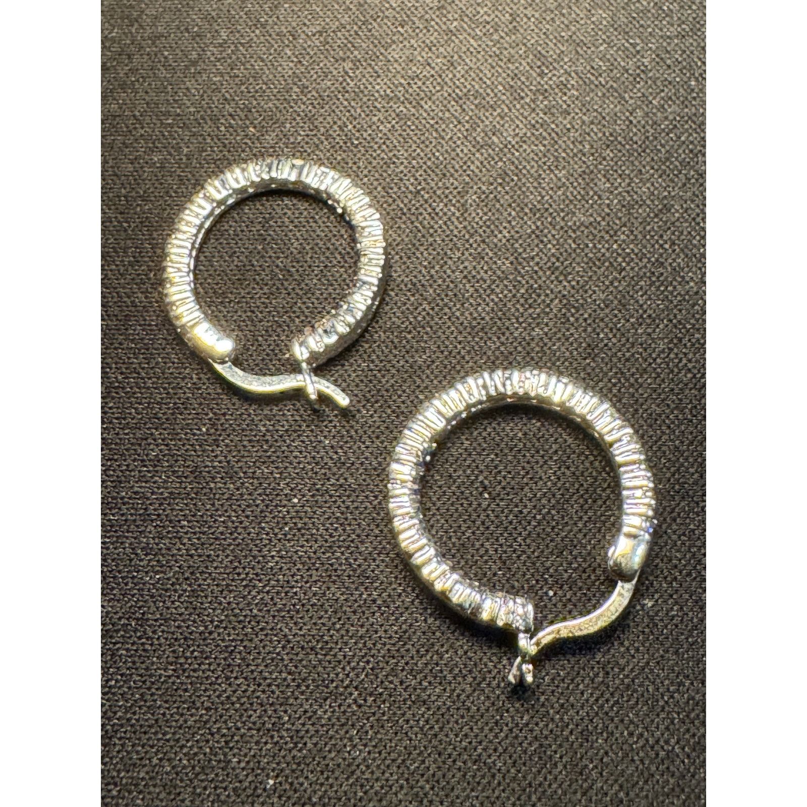 Other 925 Sterling Silver Small Hoop Earrings with Crystals Size ONE SIZE - 2 Thumbnail