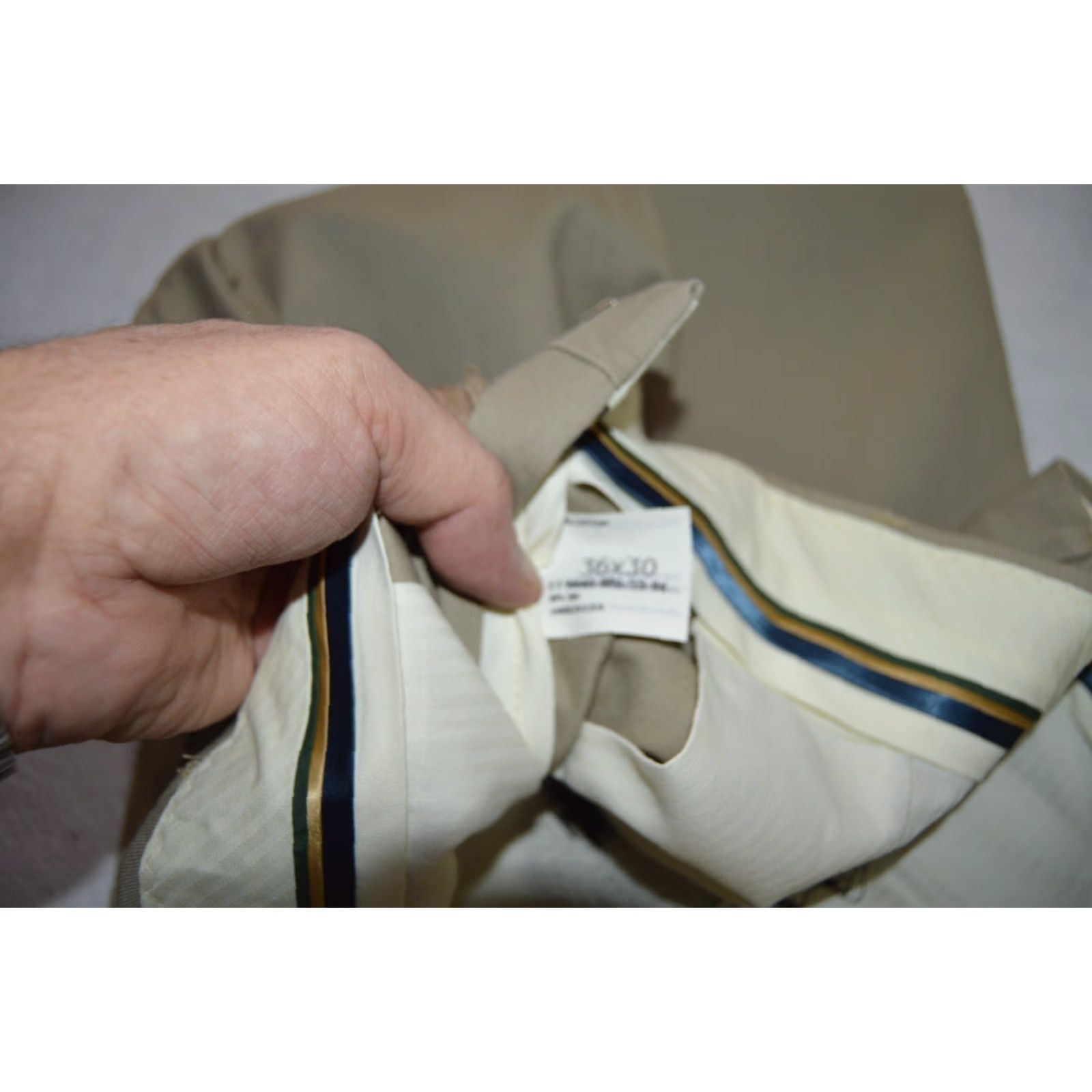 Vintage men's Chino Pants 36 / 30 khaki cotton zipper pockets beige classic Regular Mens Size US 36 / EU 52 - 7 Thumbnail