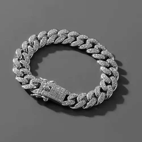 Jewelry Silver Bling Chain Bracelet, Men's