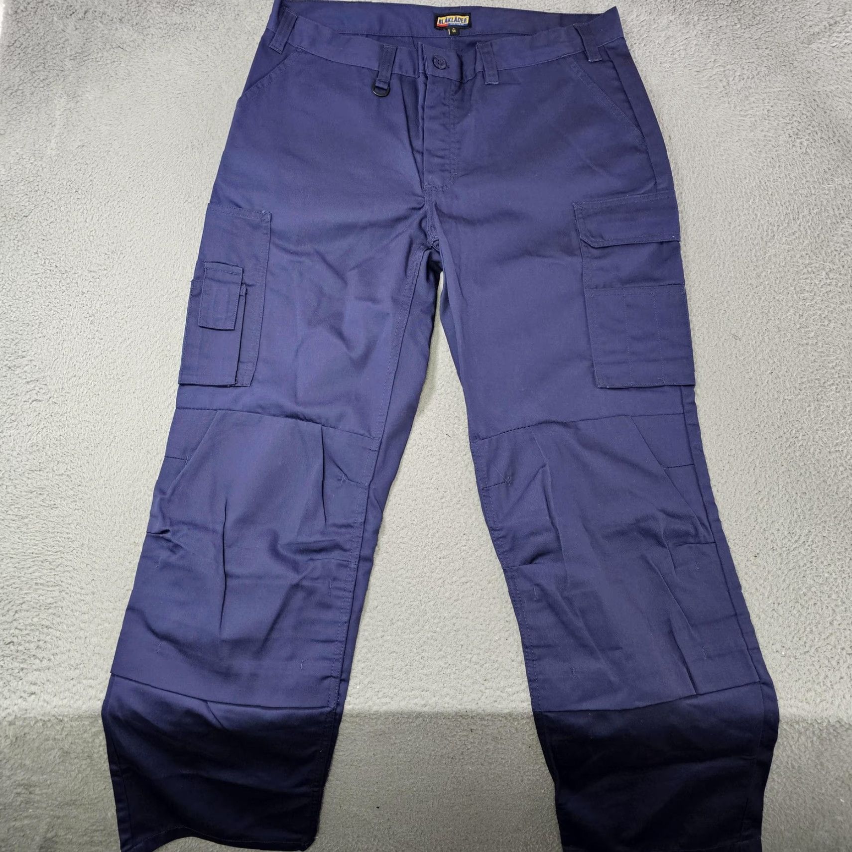 Vintage Blaklader Work Pants Mens 37x32 Blue Cargo Workwear Utility Polyester Cotton Pants Straight Leg 65/35 Pockets Logo Size US 37 - 2 Thumbnail