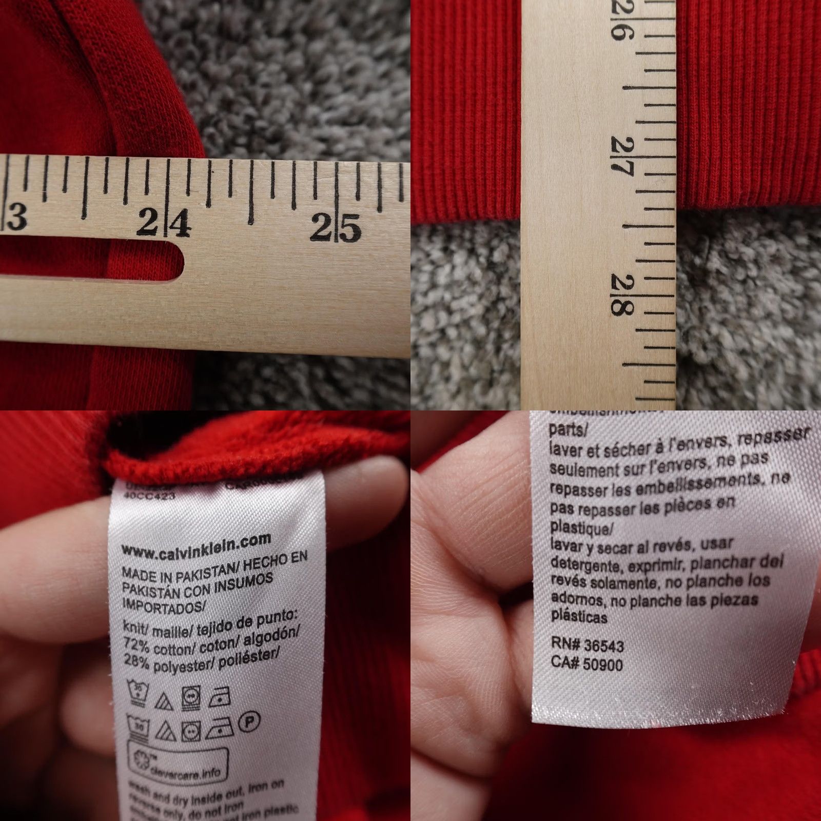 Calvin Klein Calvin Klein Sweatshirt Mens XL Red Logo Pullover Crewneck Graphic Print All Seasons Fleece Cotton Polyester Size US XL / EU 56 / 4 - 8 Thumbnail