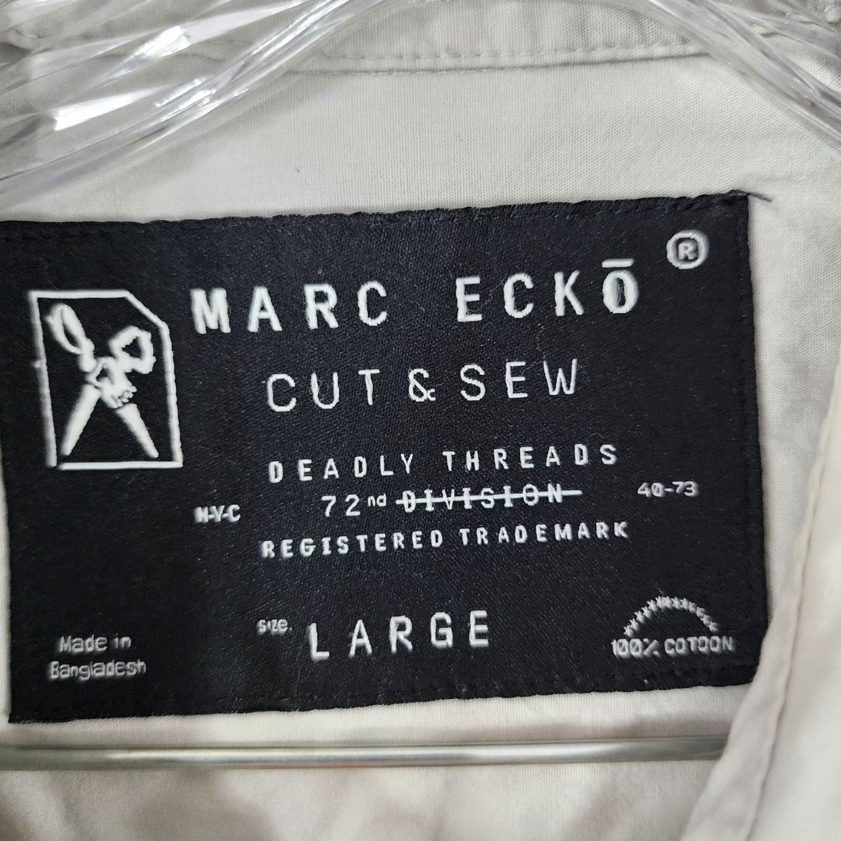 Marcs Marc Ecko Cut & Sew Womens Beige Short Sleeve Button Up With Pockets L Womens Shirt Short Sleeve Beige Pockets 90s? Size 36" / US 14 / IT 50 - 5 Thumbnail