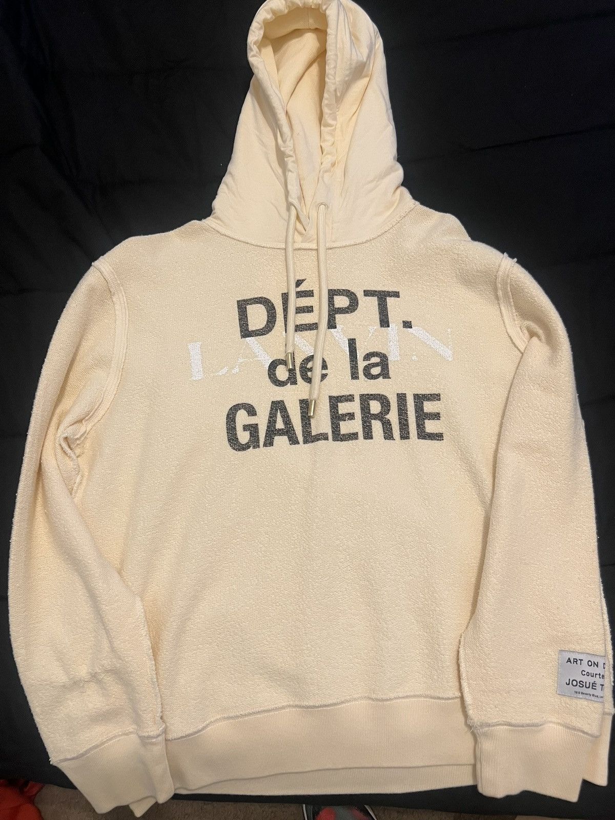 image of Gallery Dept x Lanvin Logo Washed Cotton Relaxed Hoodie in Beige, Men's (Size Medium)