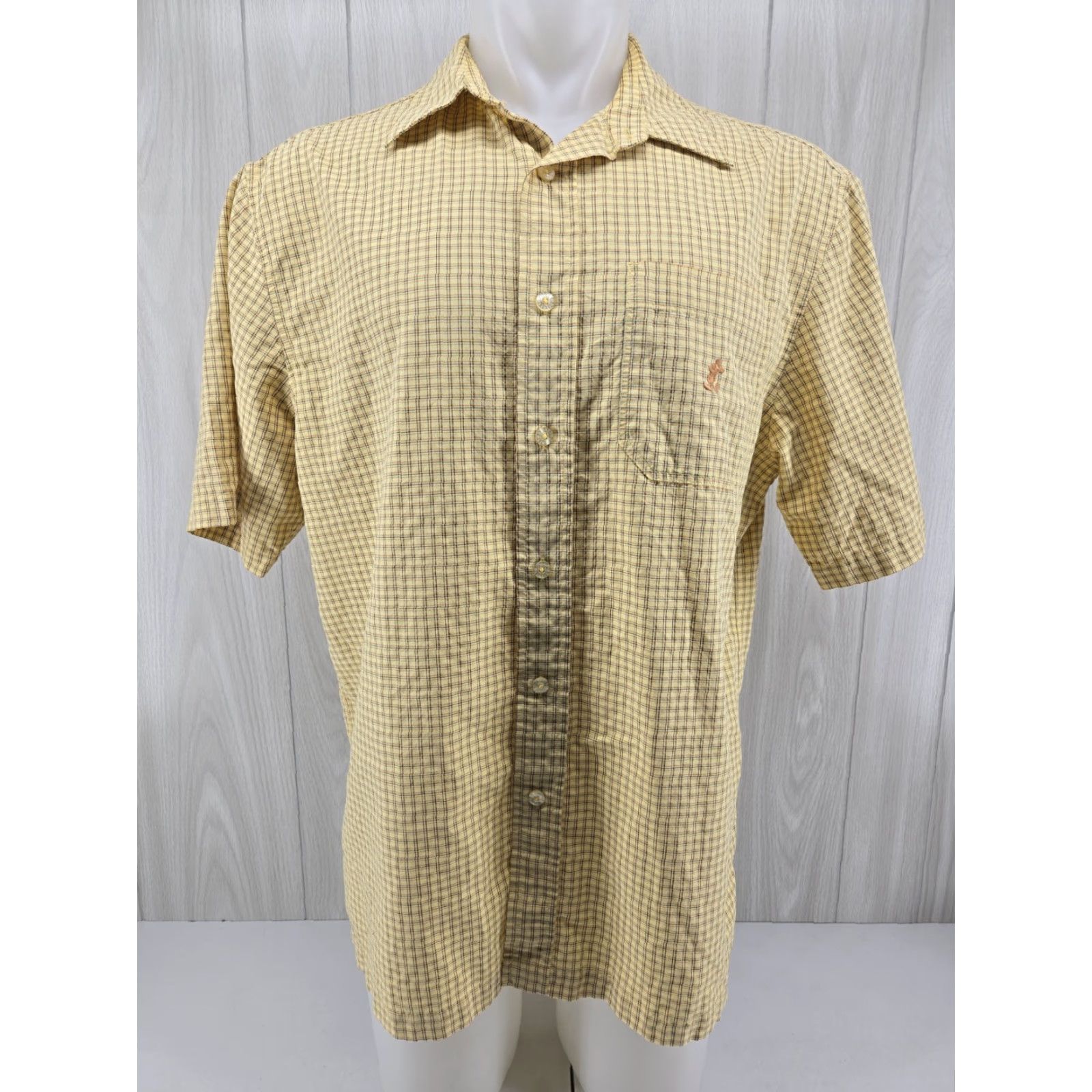 Disney Walt Disney World Mickey Mouse Embroidered Men’s Large Yellow Shirt Checker Shirt Button-Up Men's L Yellow Embroidered Disney World Shirt Size US L / EU 52-54 / 3 - 2 Thumbnail