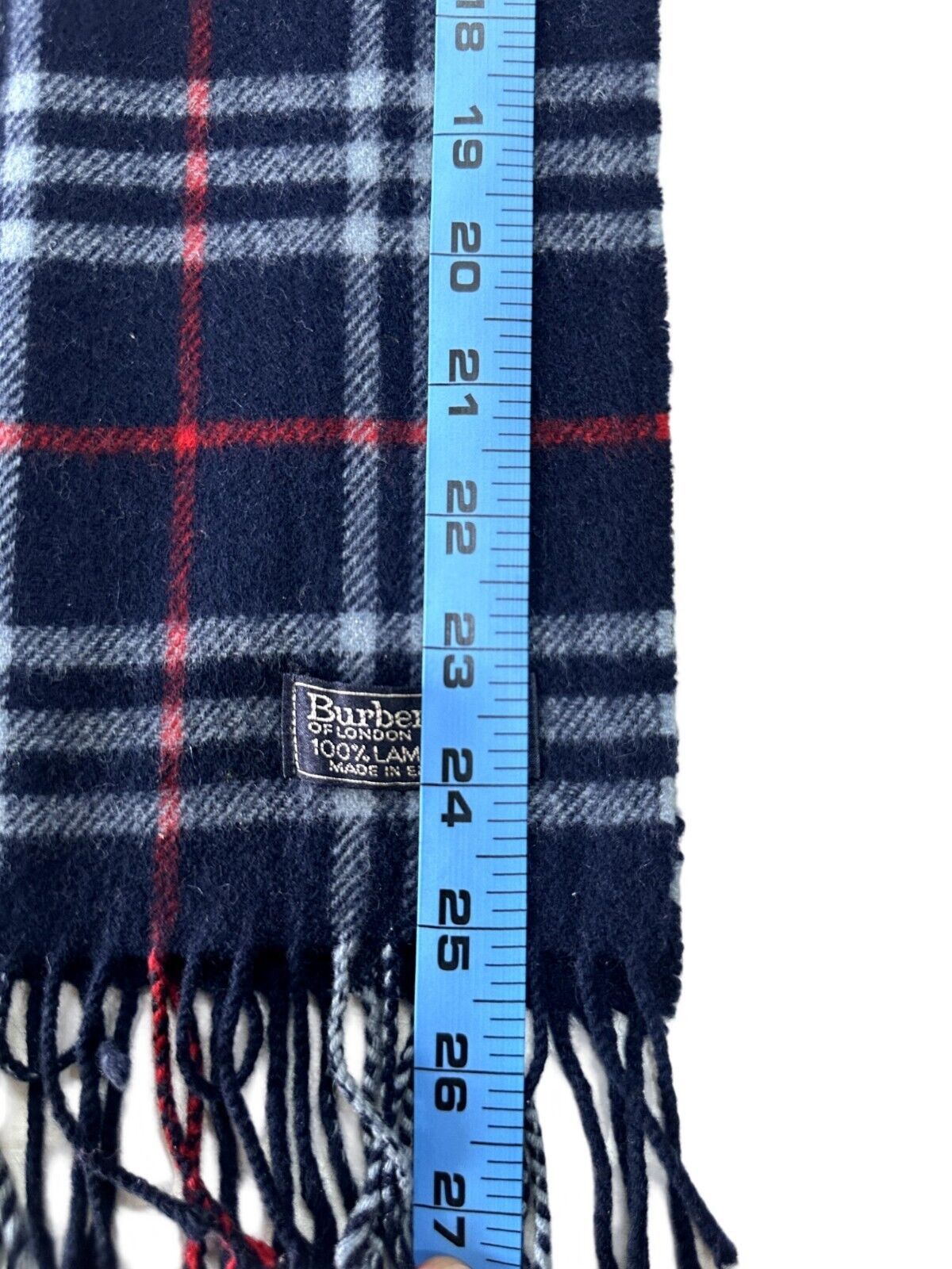 Burberry Burberrys Check Unisex Scarf Navy Blue 100% Lambswool Size ONE SIZE - 6 Thumbnail