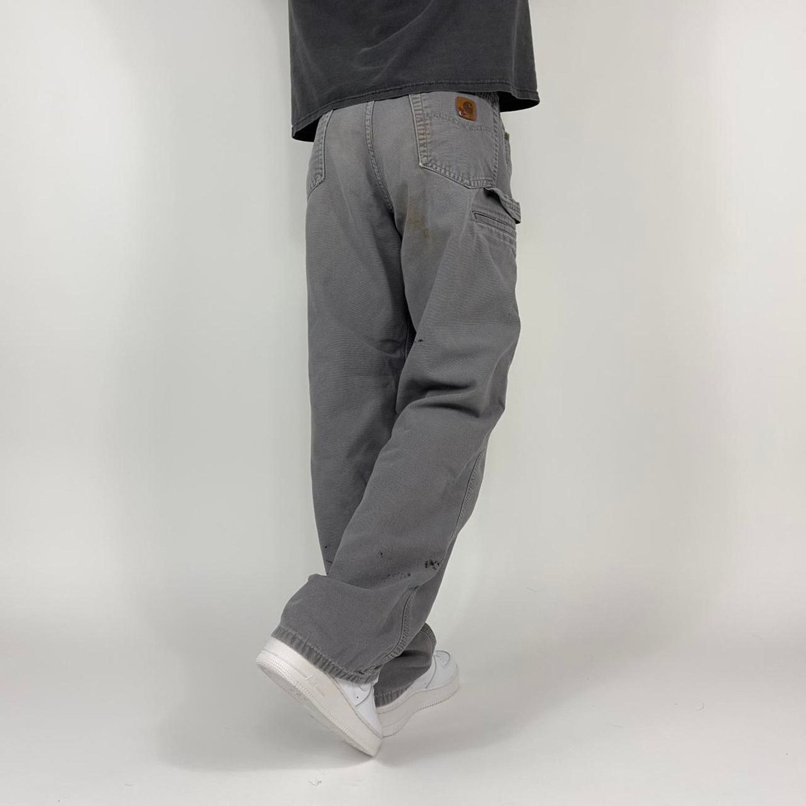 Carhartt Y2K Faded Carhartt Dungaree Stone Gray Distressed Pants Size US 34 / EU 50 - 1 Thumbnail