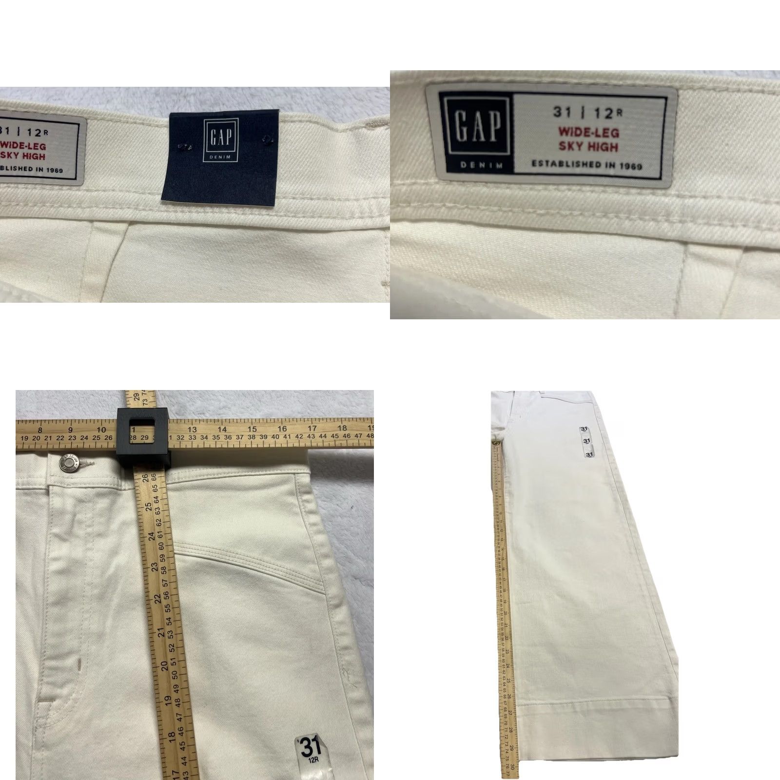 Gap GAP Jeans Denim High Rise Cream Narrow Wide Leg 31 12R NWT Women’s Stretch Zipper Button Inseam 29 Boho Preppy Vintage: No Size 24" / US 00 / IT 34 - 8 Thumbnail