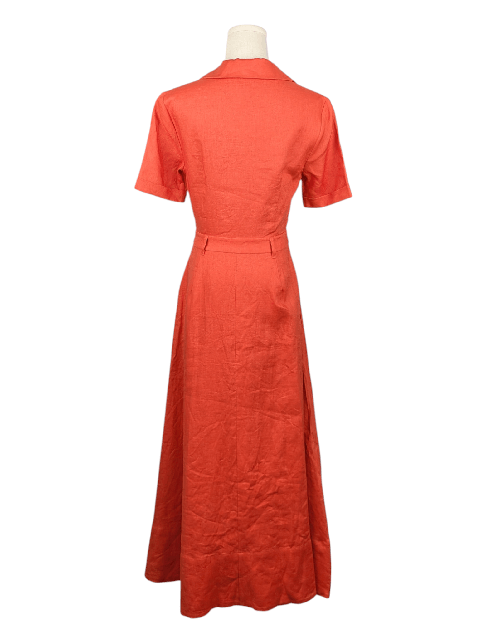 Staud Staud Orange Tie-Knotted Midi Dress Size XS / US 0-2 / IT 36-38 - 2 Thumbnail