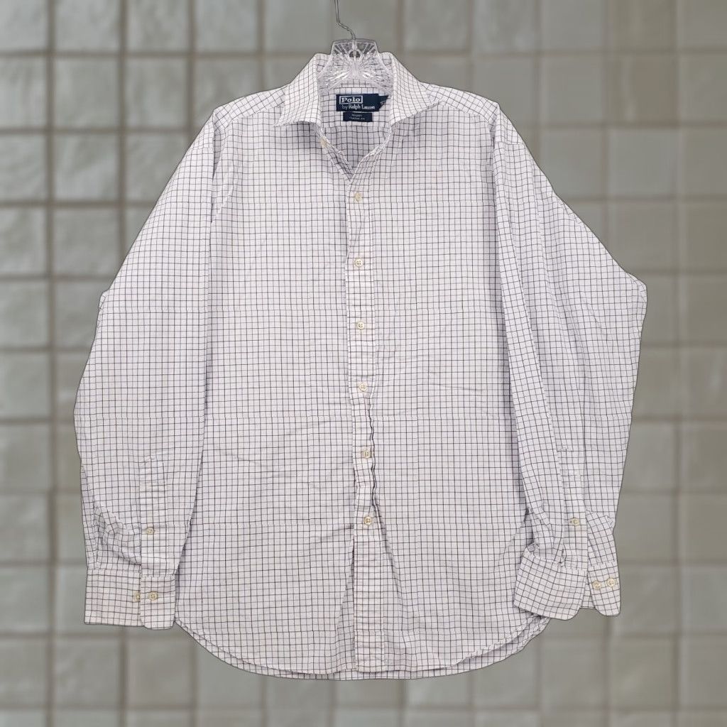 Polo Ralph Lauren VINTAGE Polo Ralph Lauren Dress Shirt Mens 16.5 White Classic  Fit Button-Up Business Casual Formal Plaid | Grailed