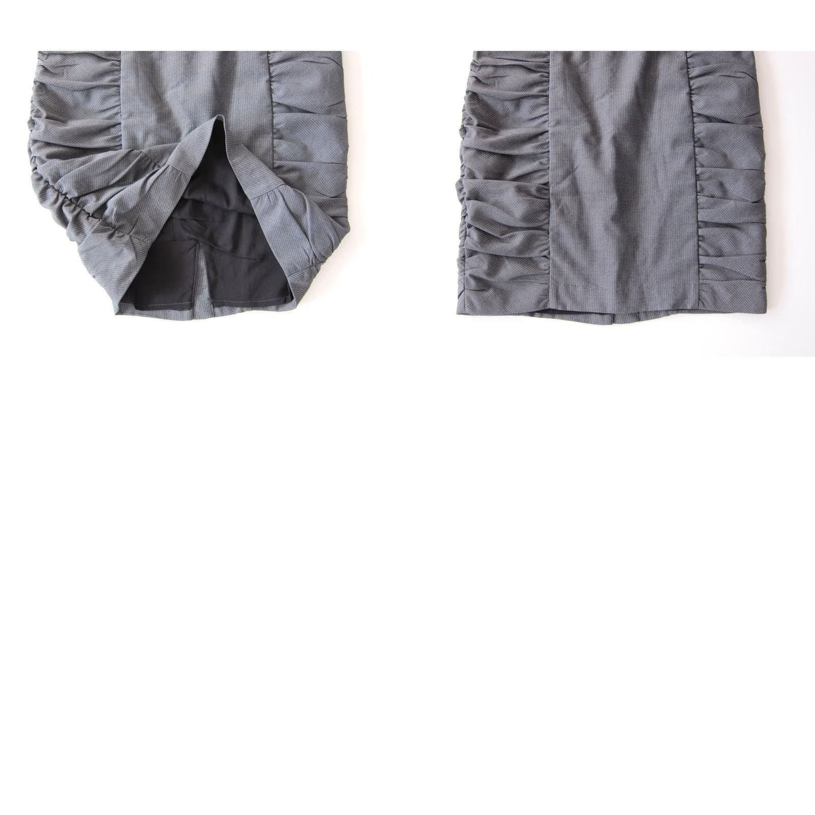 Anthropologie Cartonnier Grey Stripe Ruched Straight Pencil Skirt Women Size 8 Size 30" / US 8 / IT 44 - 8 Thumbnail