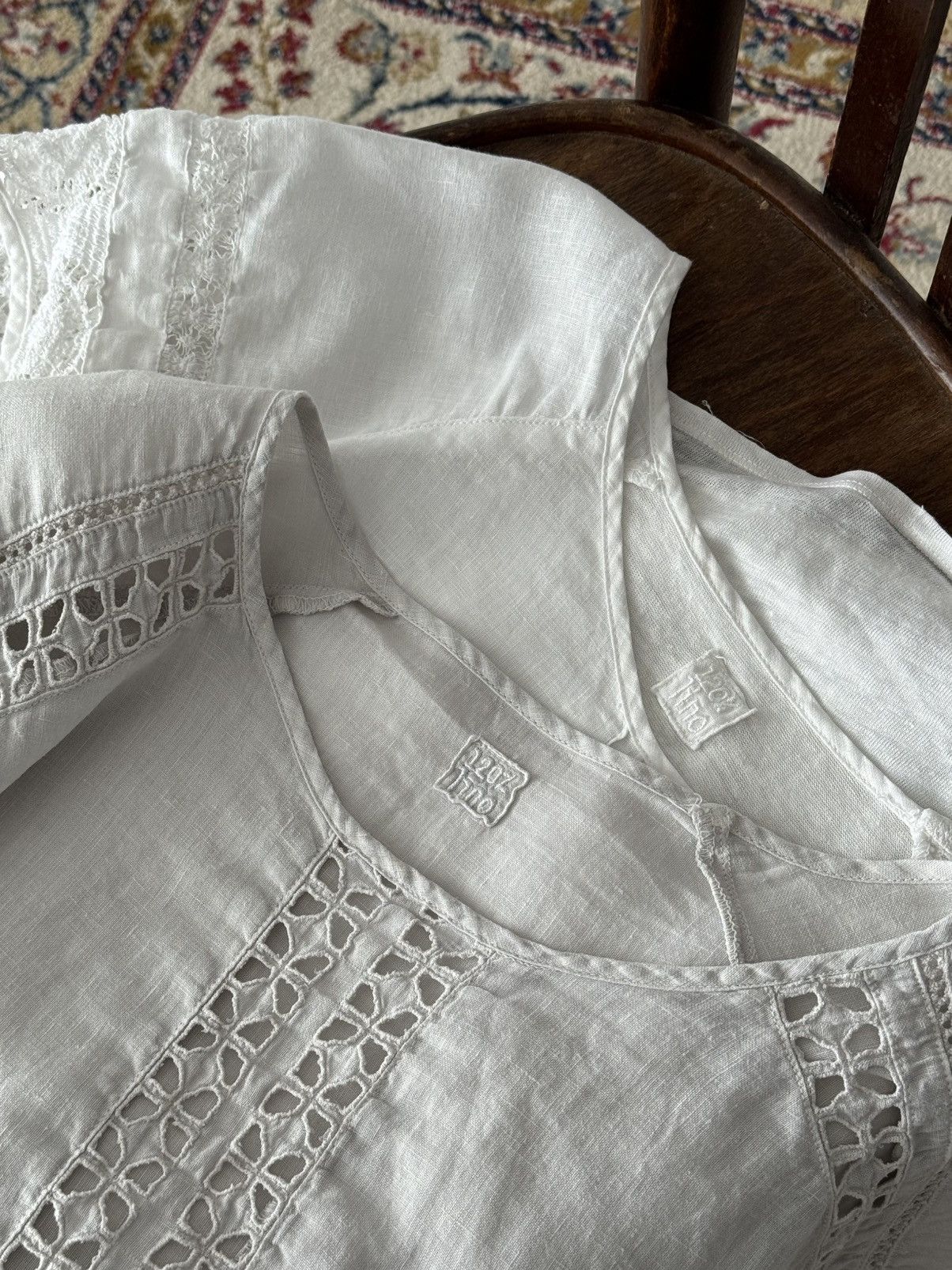 120% Lino 120% Lino Women’s Summer White Blouse Size L / US 10 / IT 46 - 2 Thumbnail