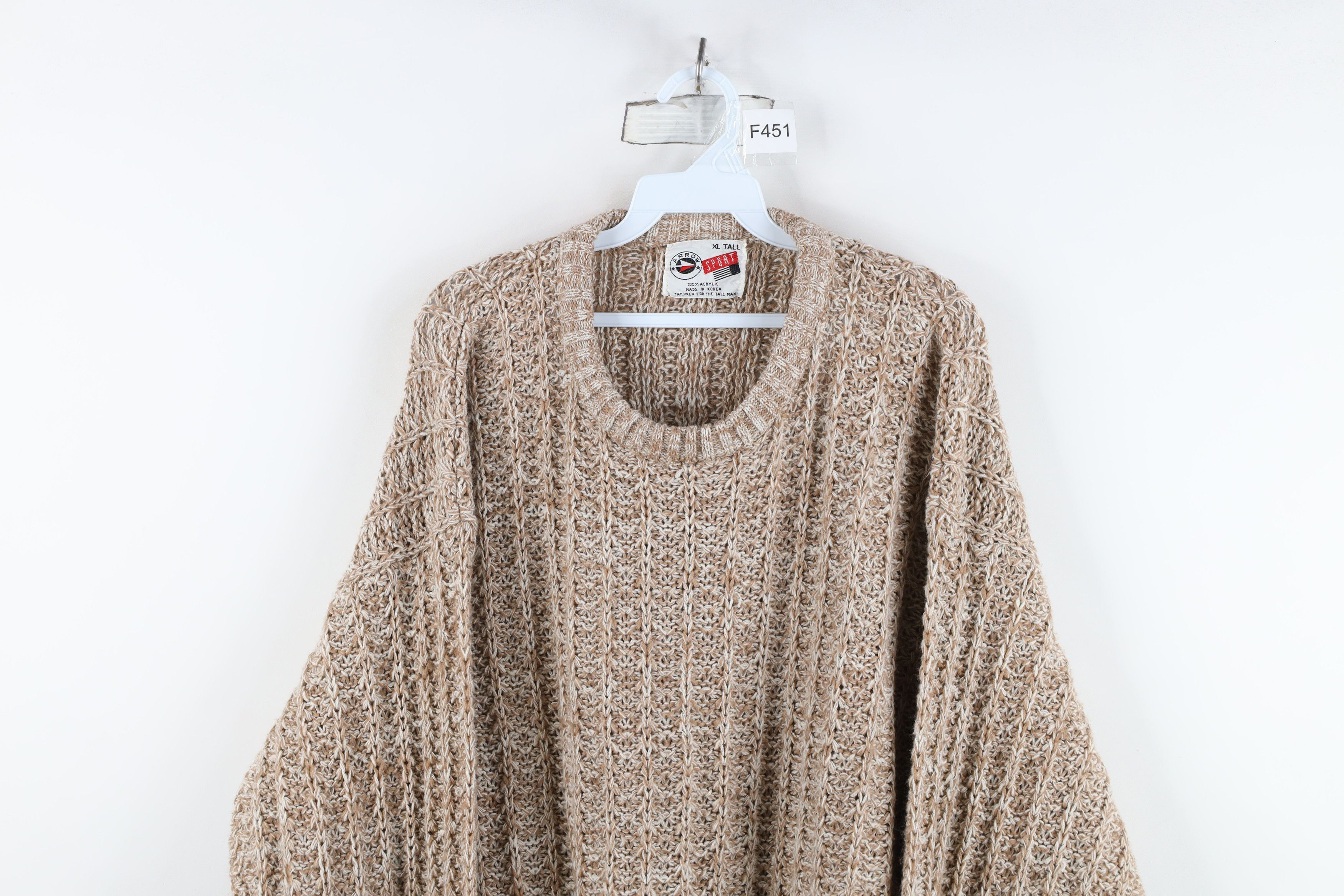 Vintage Vintage 90s Streetwear Ribbed Knit Crewneck Sweater Beige Size US XL / EU 56 / 4 - 2 Thumbnail