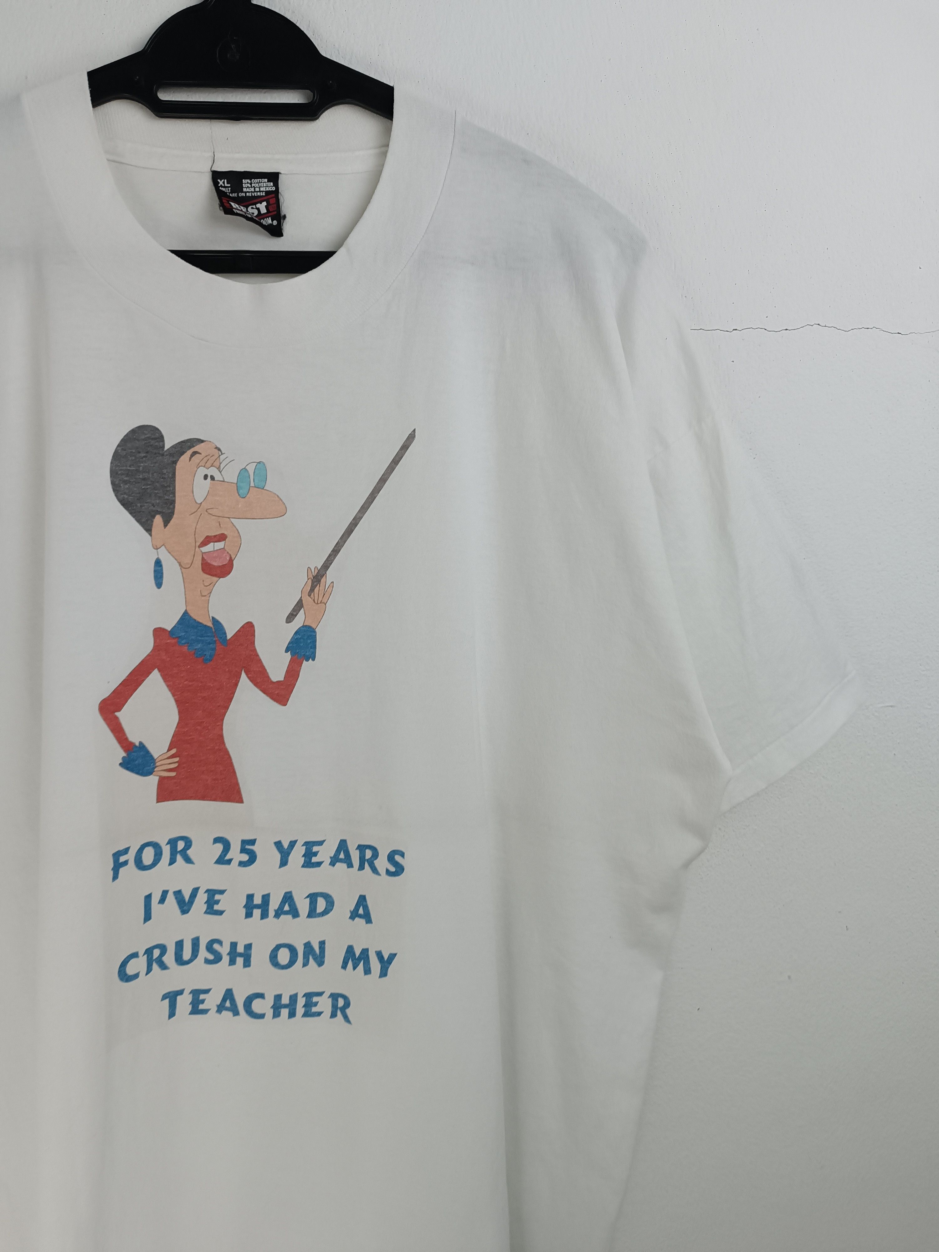 Vintage VINTAGE 90'S CRUSHED ON A TEACHER FUNNY HUMOR VERY RARE TEE Size US XL / EU 56 / 4 - 6 Thumbnail