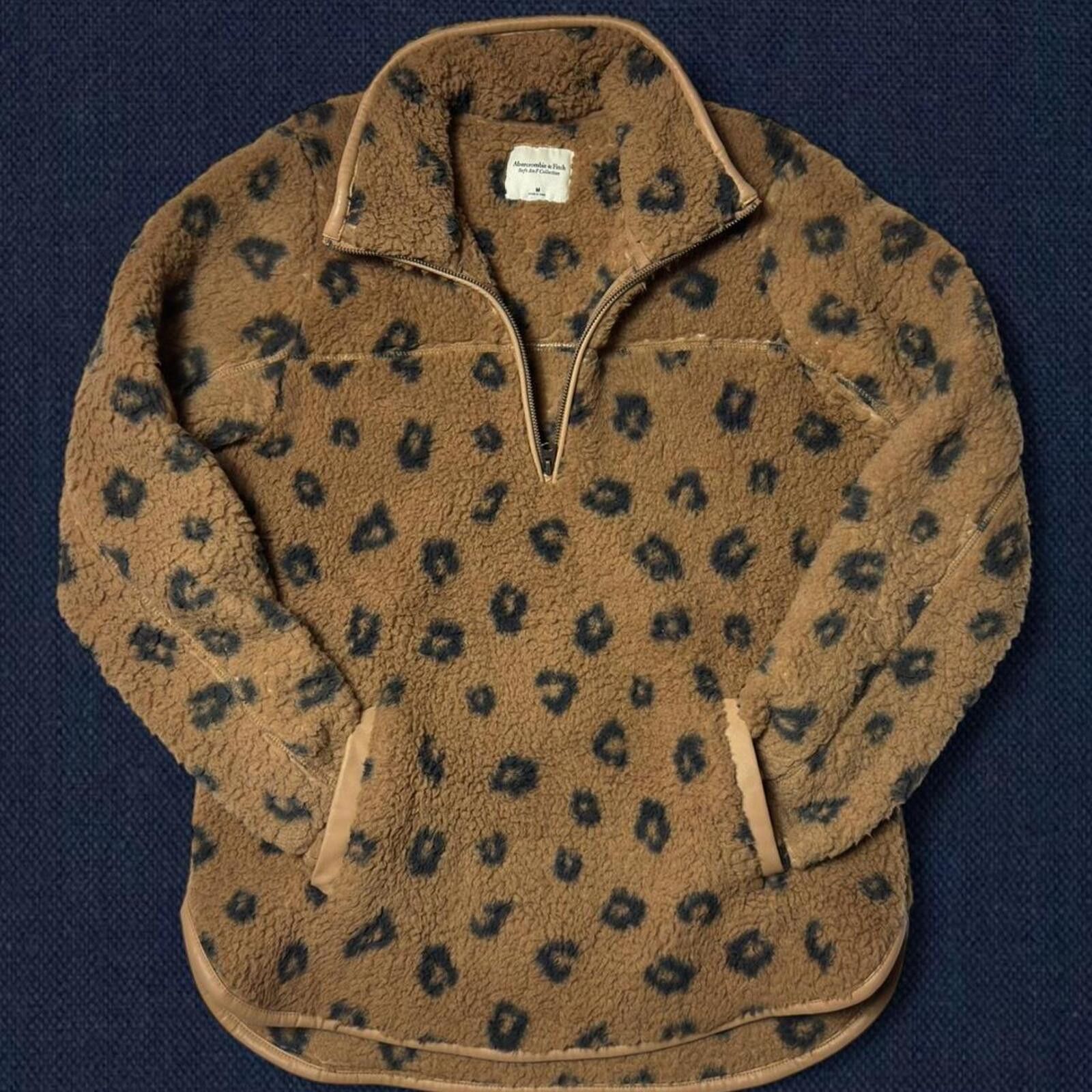 Abercrombie & Fitch abercrombie leopard sherpa half zip fleece M y2k cozy Size M / US 6-8 / IT 42-44 - 3 Thumbnail