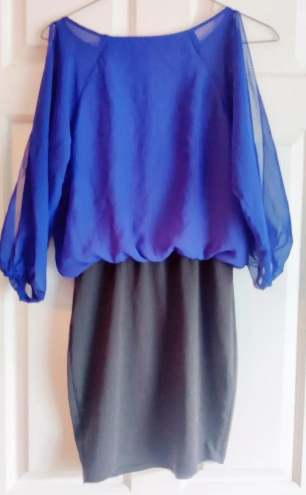 Bonobos BONGO Dress Blue Black Split Sleeves Short Size Juniors S Sm Size S / US 4 / IT 40 - 3 Thumbnail