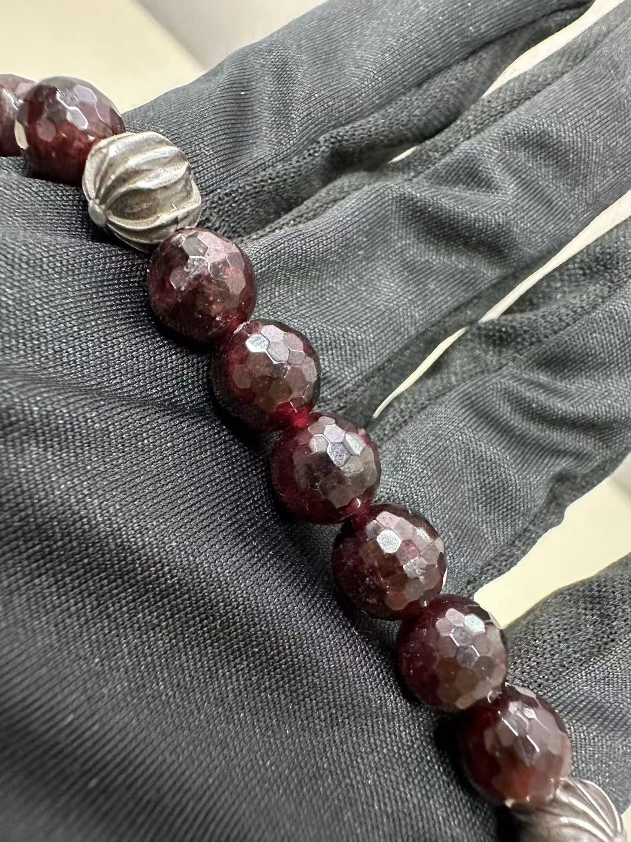 Chrome Hearts Chrome Hearts 8mm Garnet 5 Silver Bracelet Size ONE SIZE - 8 Thumbnail