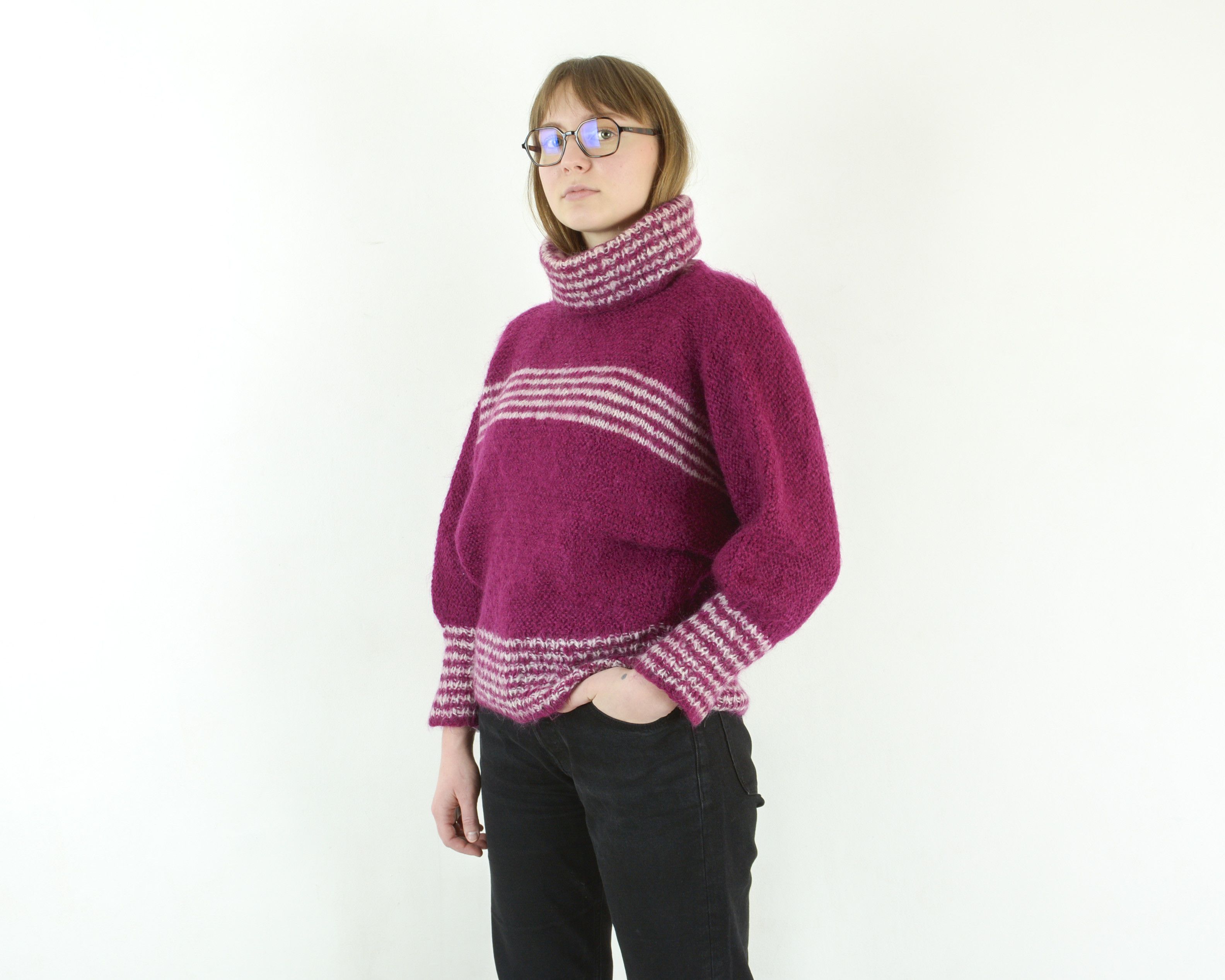 Handmade Handmade Wool Sweater Pullover Jumper Knitted Turtle Neck Size M / US 6-8 / IT 42-44 - 6 Thumbnail