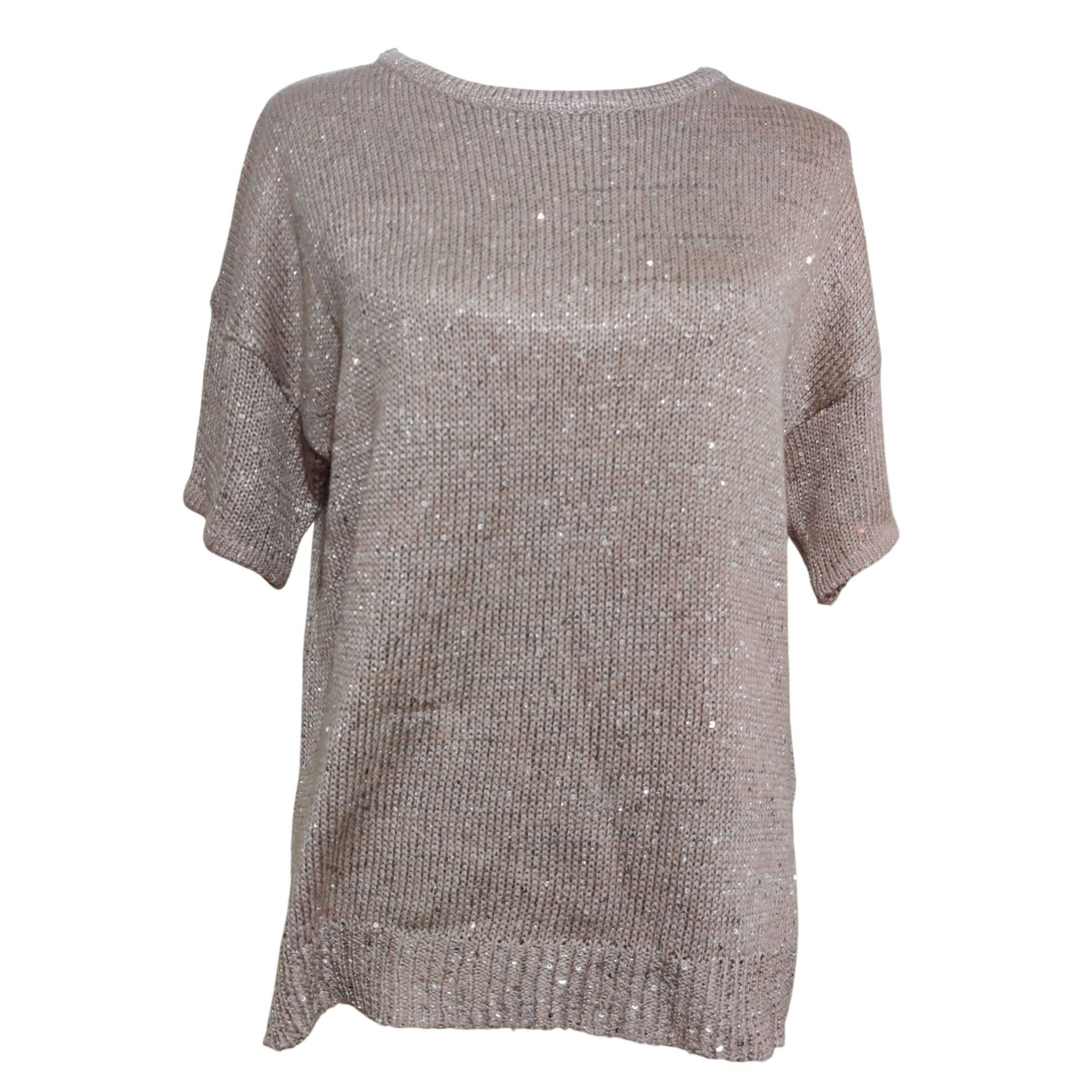 Other WD NY Womens Sweater Knit Top Short Sleeve Sequin Sparkly Me Size M / US 6-8 / IT 42-44 - 1 Thumbnail