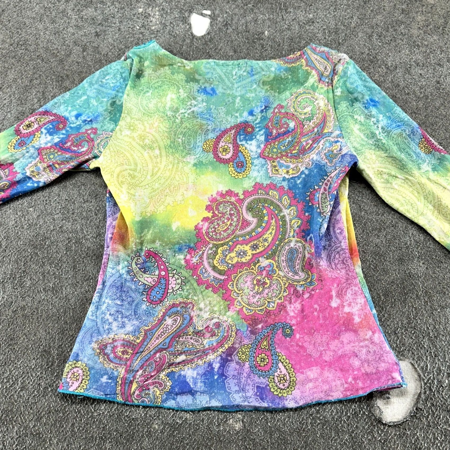 Boston Proper VINTAGE Boston Poper Top Women M Rainbow Paisley Leaf Flare Sleeve Boho USA Y2K Shirt XS? Size M / US 6-8 / IT 42-44 - 7 Thumbnail