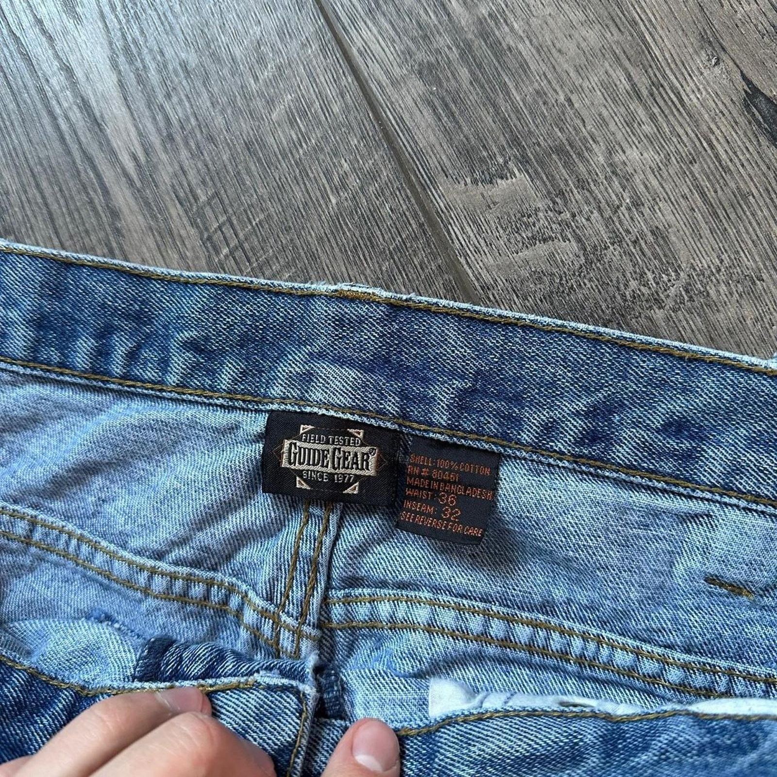 Vintage Vintage Thrashed Blue Denim Double Knee Baggy Work Jeans Size US 34 / EU 50 - 4 Thumbnail