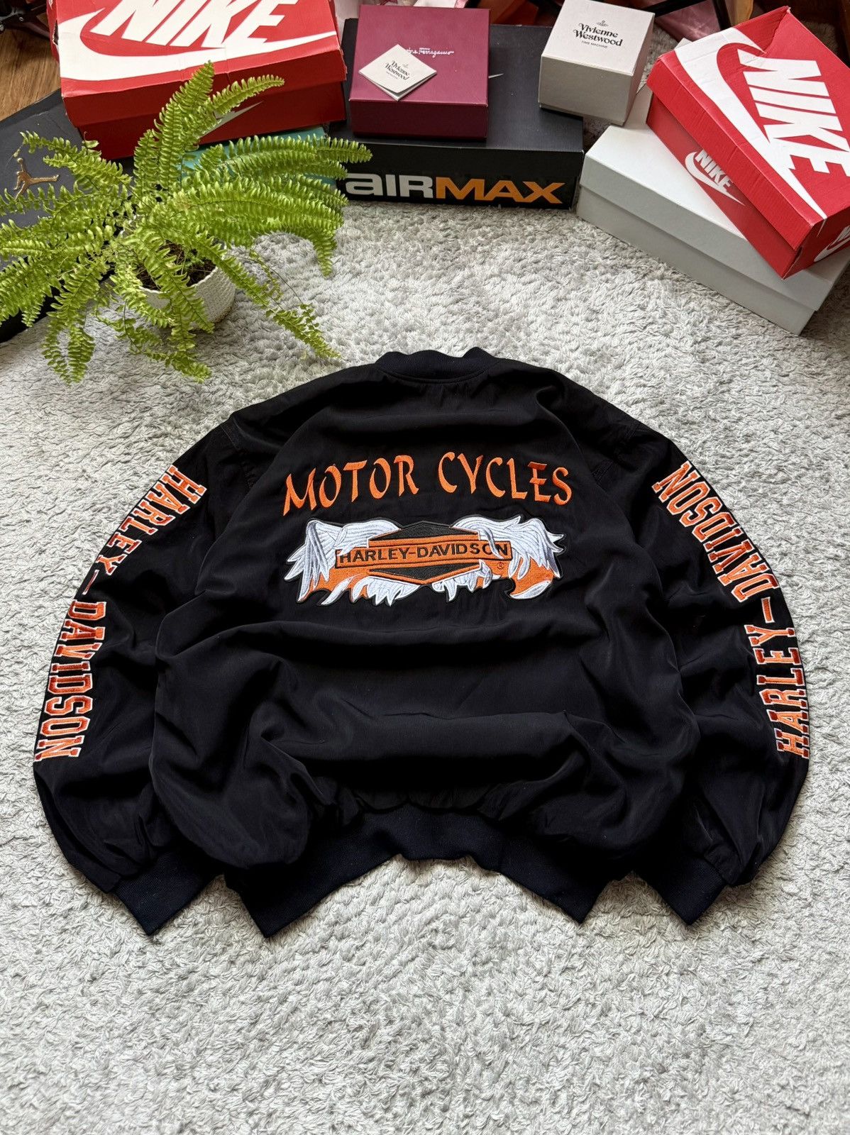 Harley Davidson 00s Harley Davidson Jacket Vintage Retro Big Logo Rare Y2K Size US XL / EU 56 / 4 - 1 Thumbnail