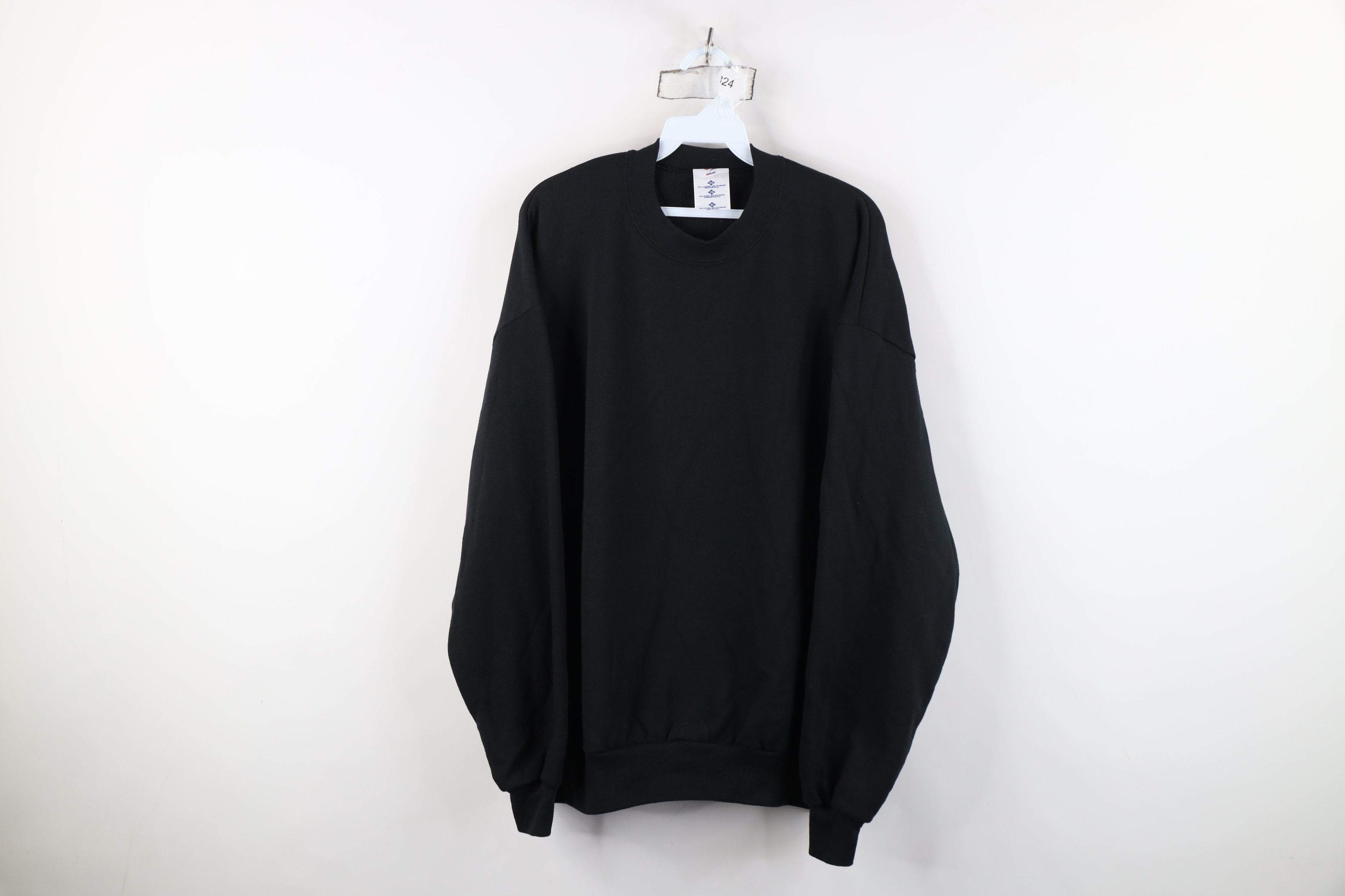 Vintage Vintage 90s Streetwear Blank Crewneck Sweatshirt Black USA Size US XL / EU 56 / 4 - 1 Thumbnail