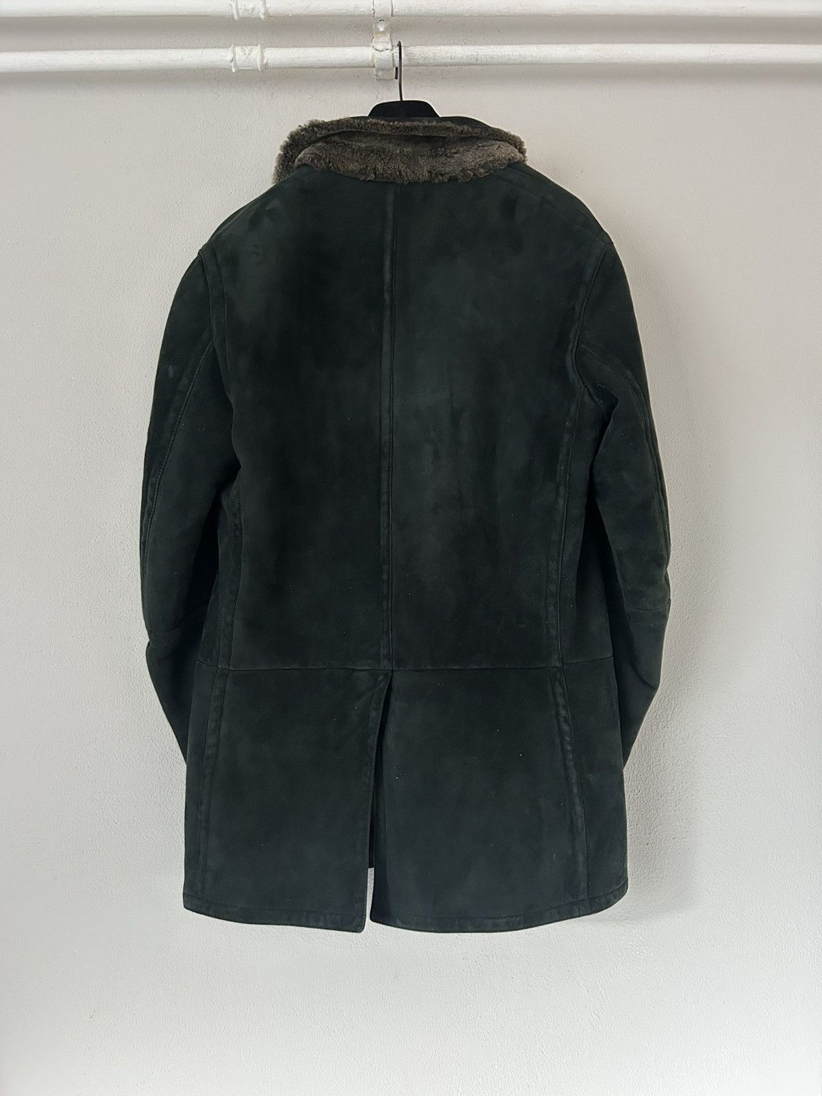 Gucci × Tom Ford Gucci Shearling-Lined Dark Green Suede Peacoat Size US M / EU 48-50 / 2 - 2 Thumbnail