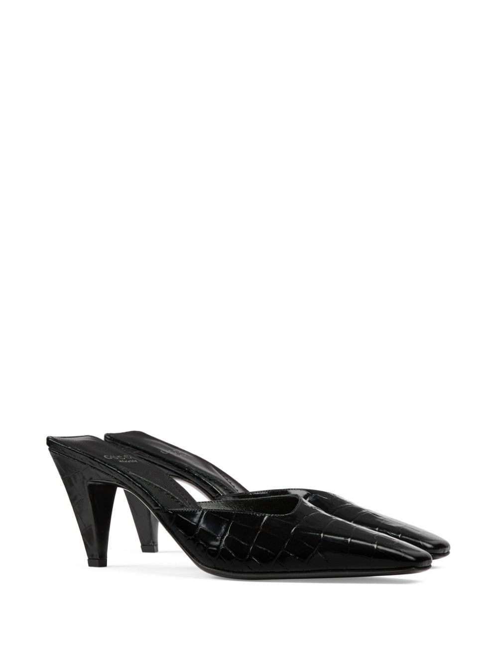 Gucci o1s1wg110125 Crocodile Printed Mules Sandals in Black Size US 11 / IT 41 - 2 Thumbnail