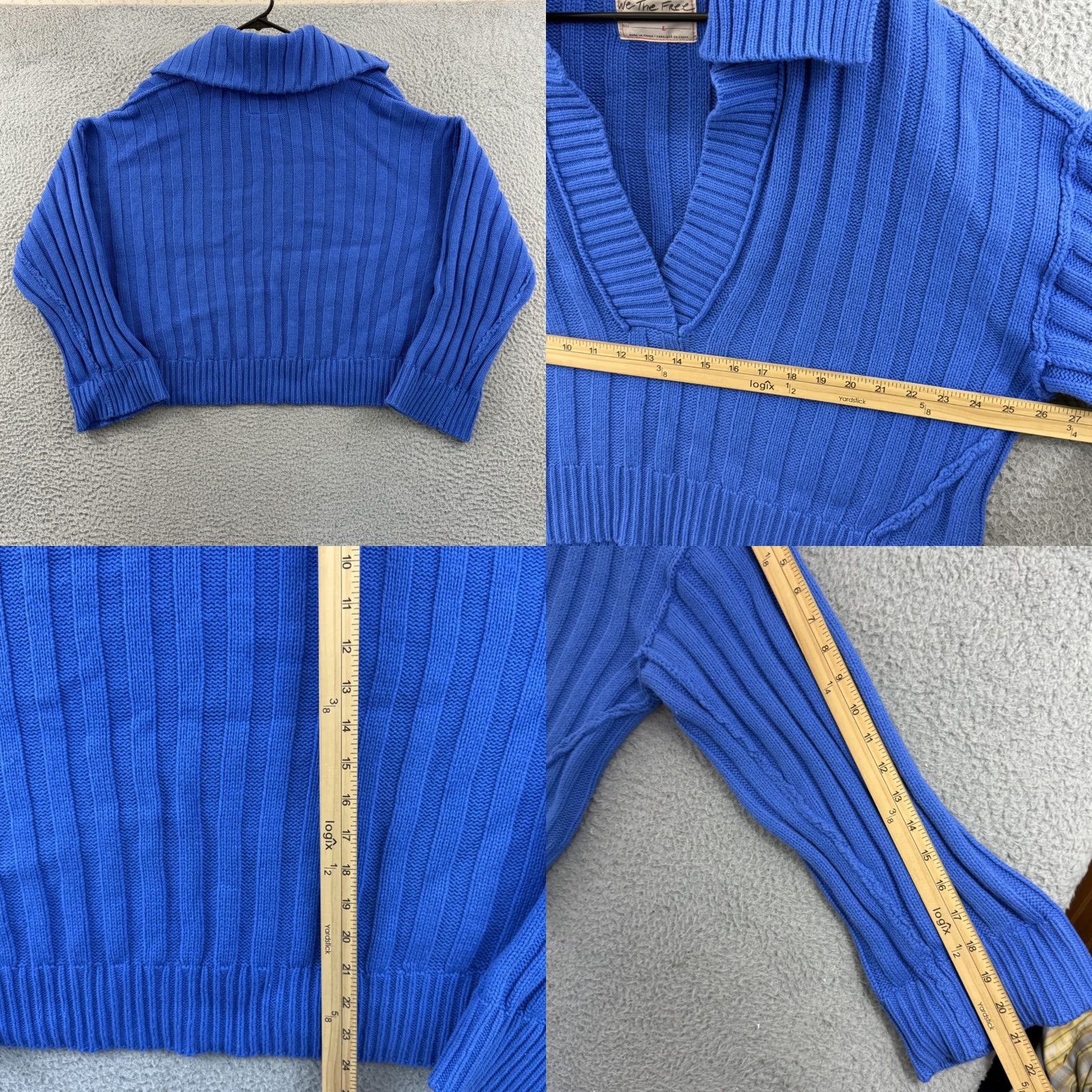 Free People Free People We The Free Rudi Funnel Neck Sweater Womens Large Blue Knit Cropped Size L / US 10 / IT 46 - 8 Thumbnail
