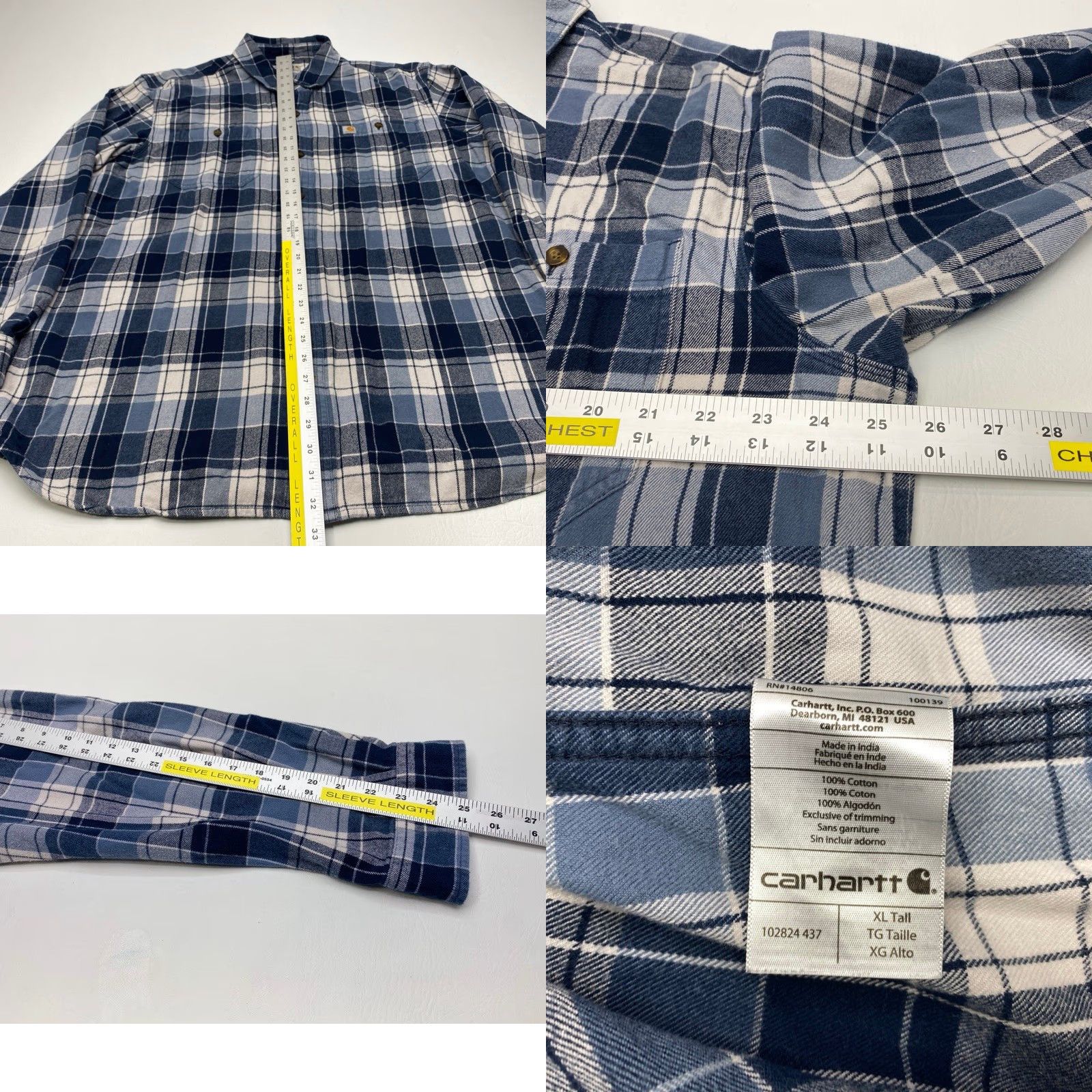 Carhartt VINTAGE Carhartt Shirt Mens XL Blue Trumbull Plaid Long Sleeve Relaxed Workwear Flannel Size US XL / EU 56 / 4 - 8 Thumbnail