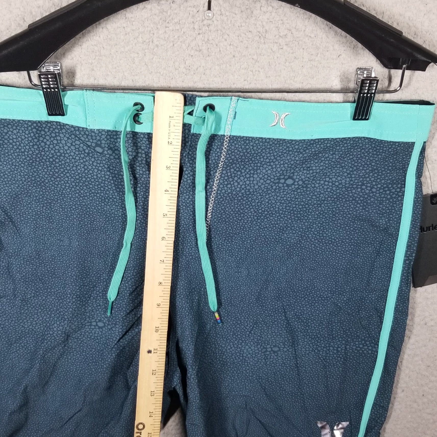 Hurley VINTAGE Hurley Mens Boardshorts 34 Washed Teal 20" Stingray Quick Dry Drawstring Beach 90s Mens Size US 34 / EU 50 - 6 Thumbnail