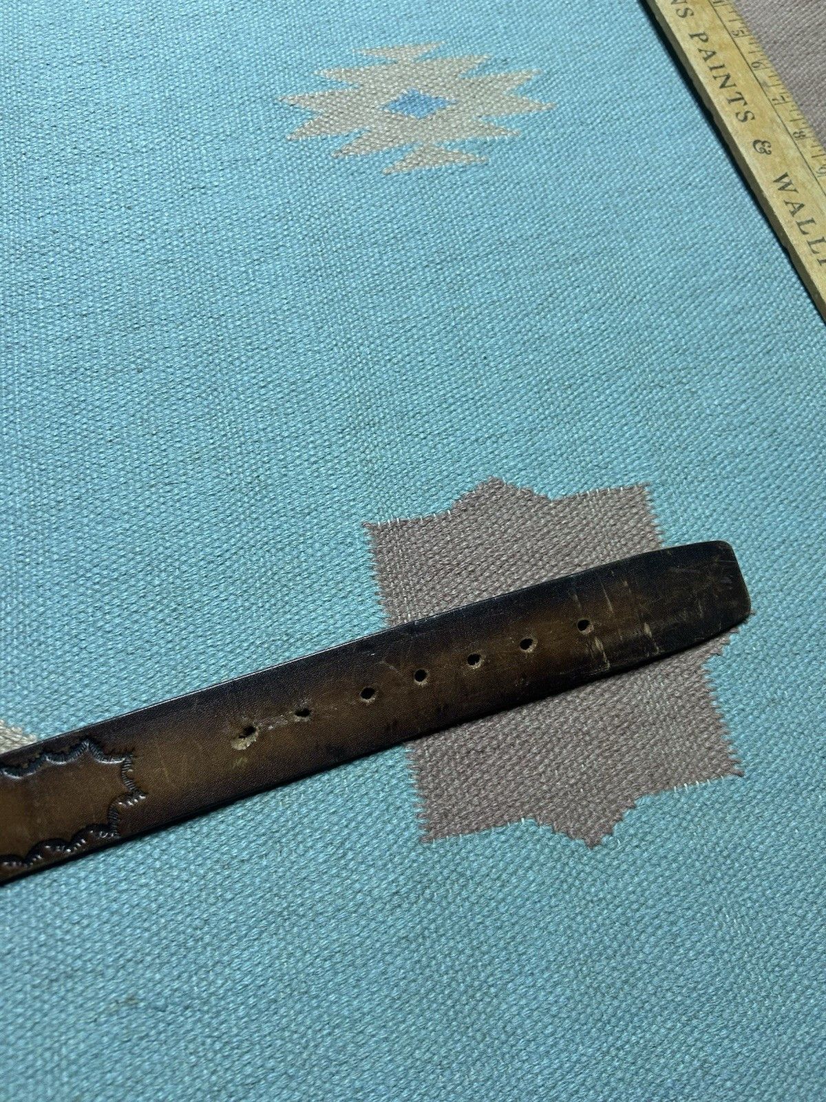 Levi's Vintage 70s Levi’s tooled leather belt band lattigo men’s 38 Size 38 - 4 Thumbnail