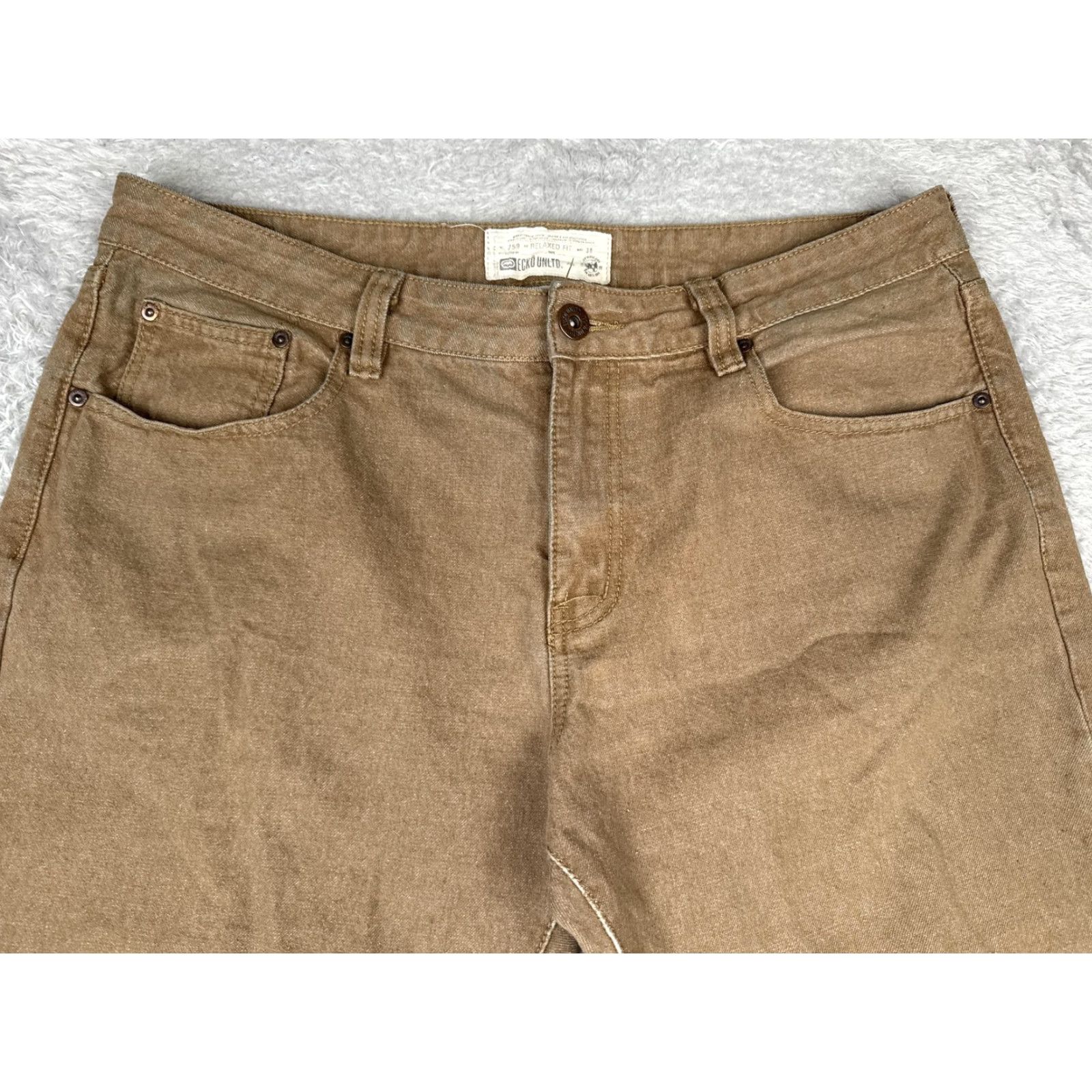 Ecko Unltd. Ecko Unltd. Jeans Mens 38x32 Brown Relaxed Straight Denim Zip Fly 5-Pocket Classic Brand Logo Hash Size US 38 / EU 54 - 4 Thumbnail