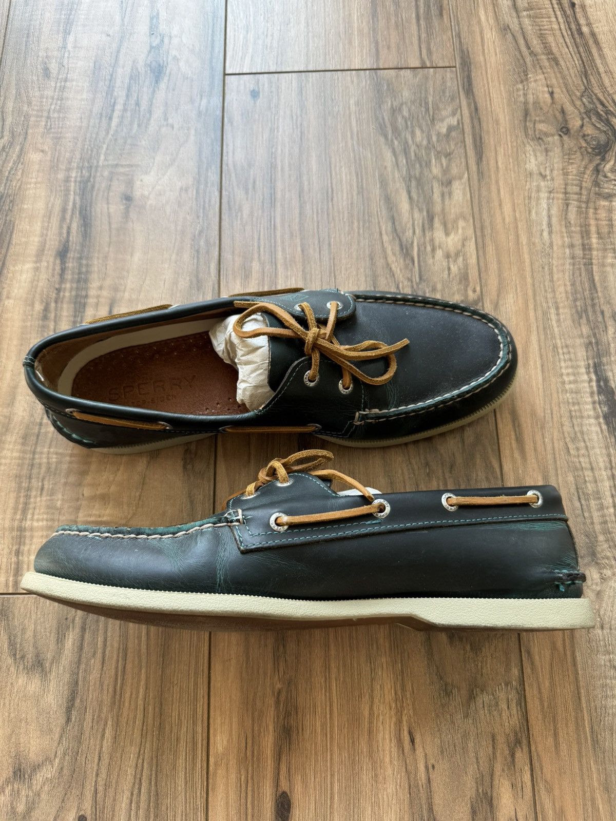 MenS Navy Blue Leather Preppy Sperry Boat Shoes Size 12, Men's