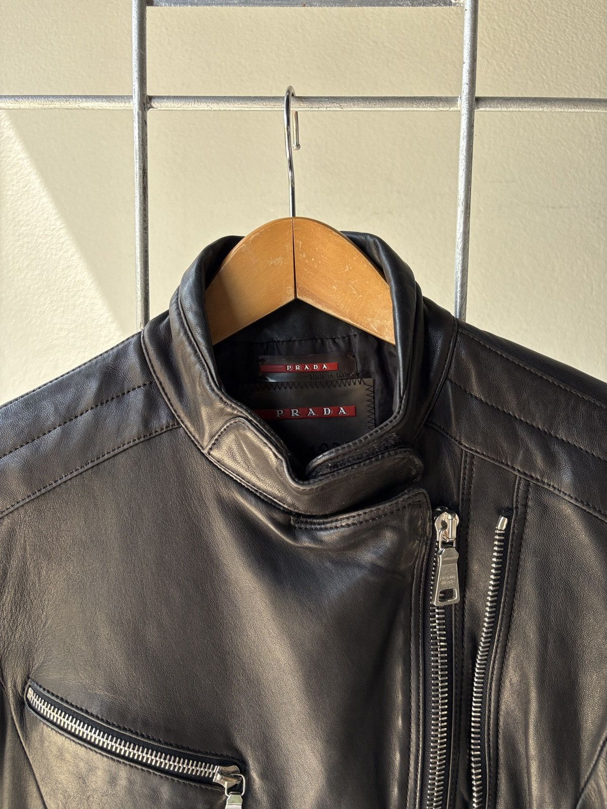 Prada Prada sport vintage leather biker zip jacket Size ONE SIZE - 14 Thumbnail