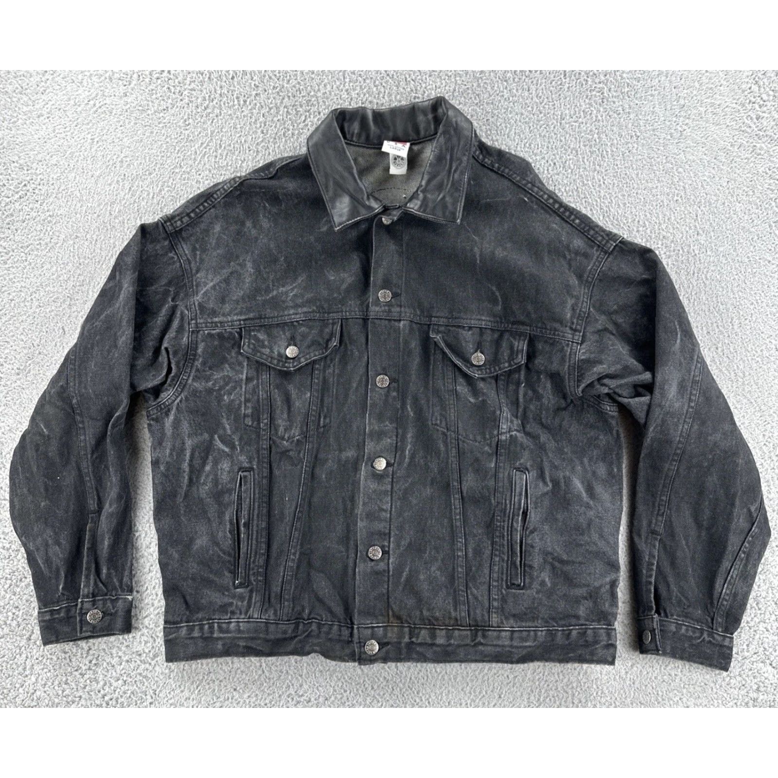 Vintage VINTAGE Tyca Jacket Denim Leather Embellished Dragon Y2K Black XL Men Biker Shirt Size US XL / EU 56 / 4 - 2 Thumbnail