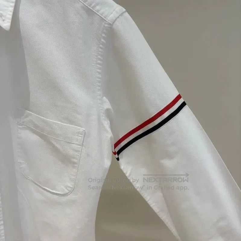 Thom Browne Thom Browne White Cotton Striped Long Sleeve Shirt . Size US M / EU 48-50 / 2 - 4 Thumbnail