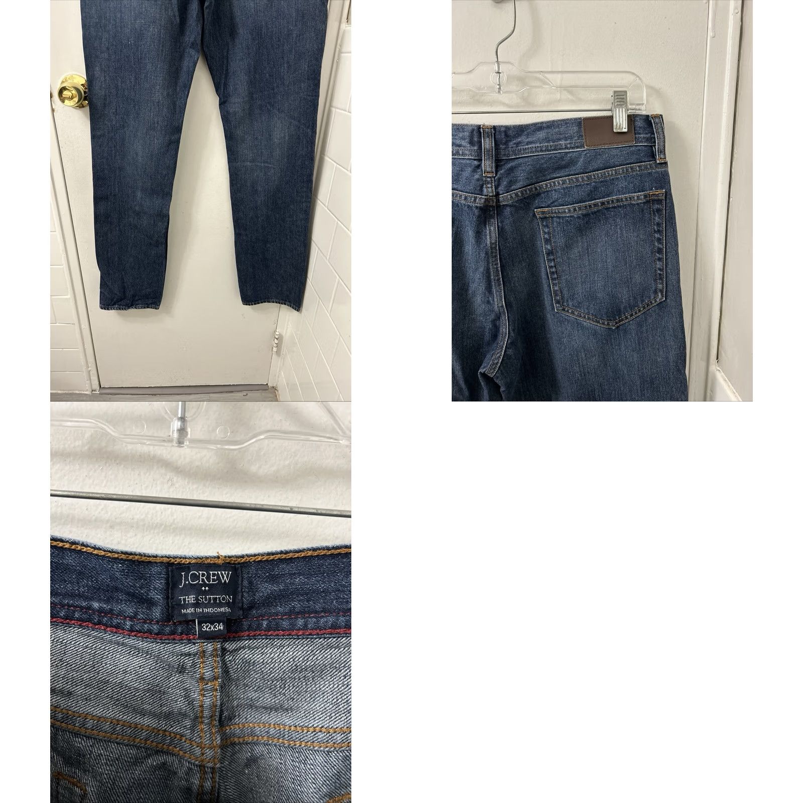 Denime J Crew The Sutton Jeans Mens 32x34 Dark Wash Denim Straight Leg 5-Pocket Cotton Blend Size US 32 / EU 48 - 8 Thumbnail