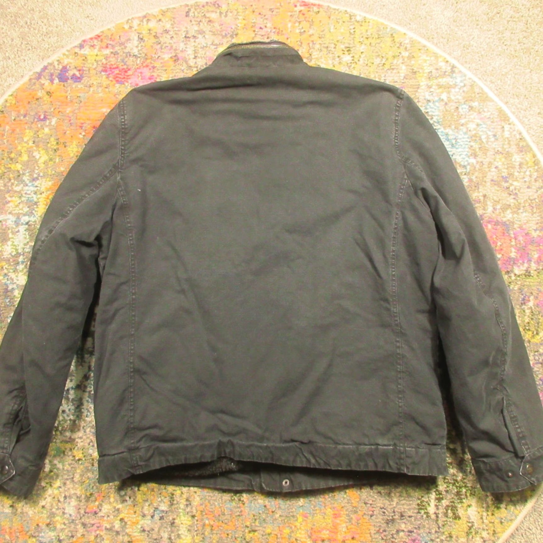 Levi's VINTAGE Levis Bomber Jacket Men L Black Canvas Cotton Sherpa Lined Wind-Resistant Quilted Pockets Stand-Up Collar Full Zip Size US L / EU 52-54 / 3 - 2 Thumbnail