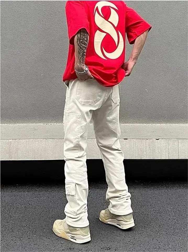 Japanese Brand Zipper multi pocket white straight leg jeans Size US 32 / EU 48 - 6 Thumbnail