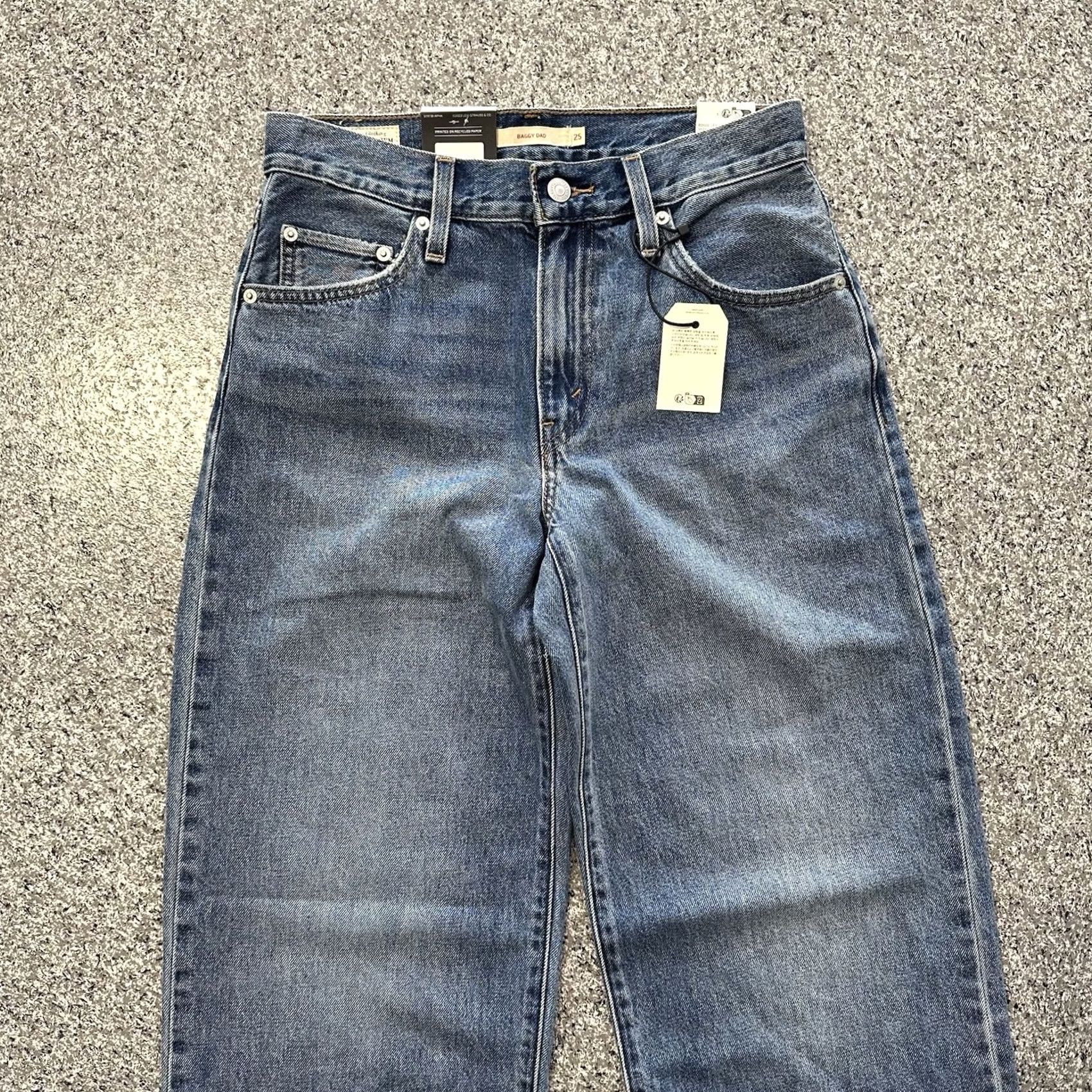Levi's Levi's Jeans Womens 25x32 Mid Rise Baggy Straight Style: Boyfriend 5-Pocket Blue Denim 100% Cotton XS- Regular/Regular Size 42" / US 20 - 3 Thumbnail