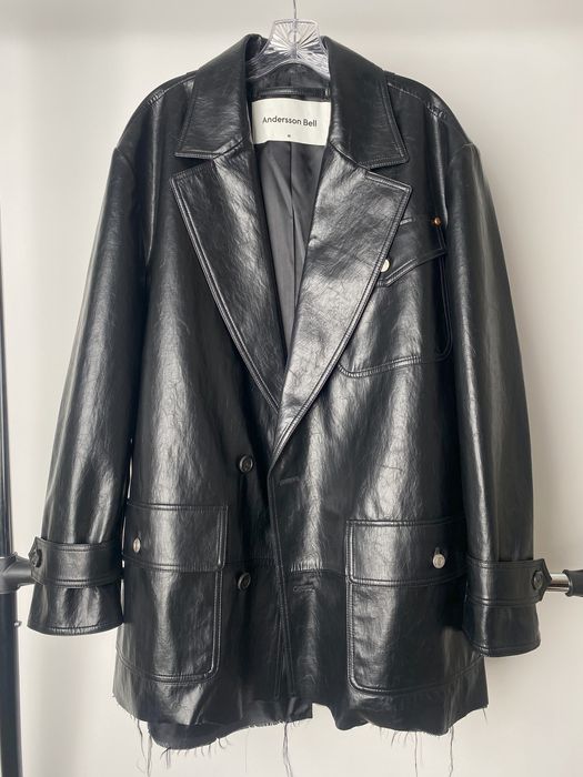Andersson Bell Black Faux Leather Unisex Raw Cut Jacket | Grailed