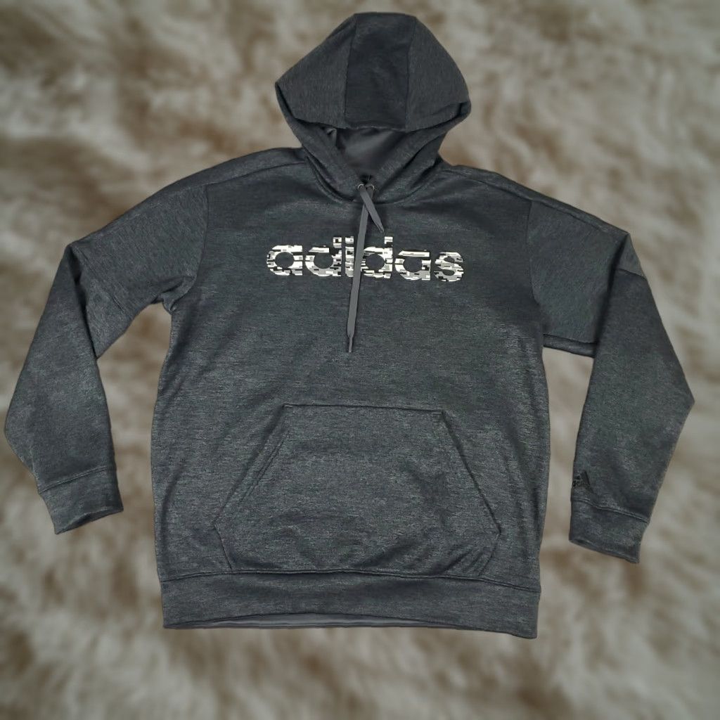 Adidas Adidas Hoodie Mens Large Gray Pullover Sweatshirt Knit Mock Neck Pockets Logo All Seasons Casual Sports Image: Logo Size US L / EU 52-54 / 3 - 1 Thumbnail