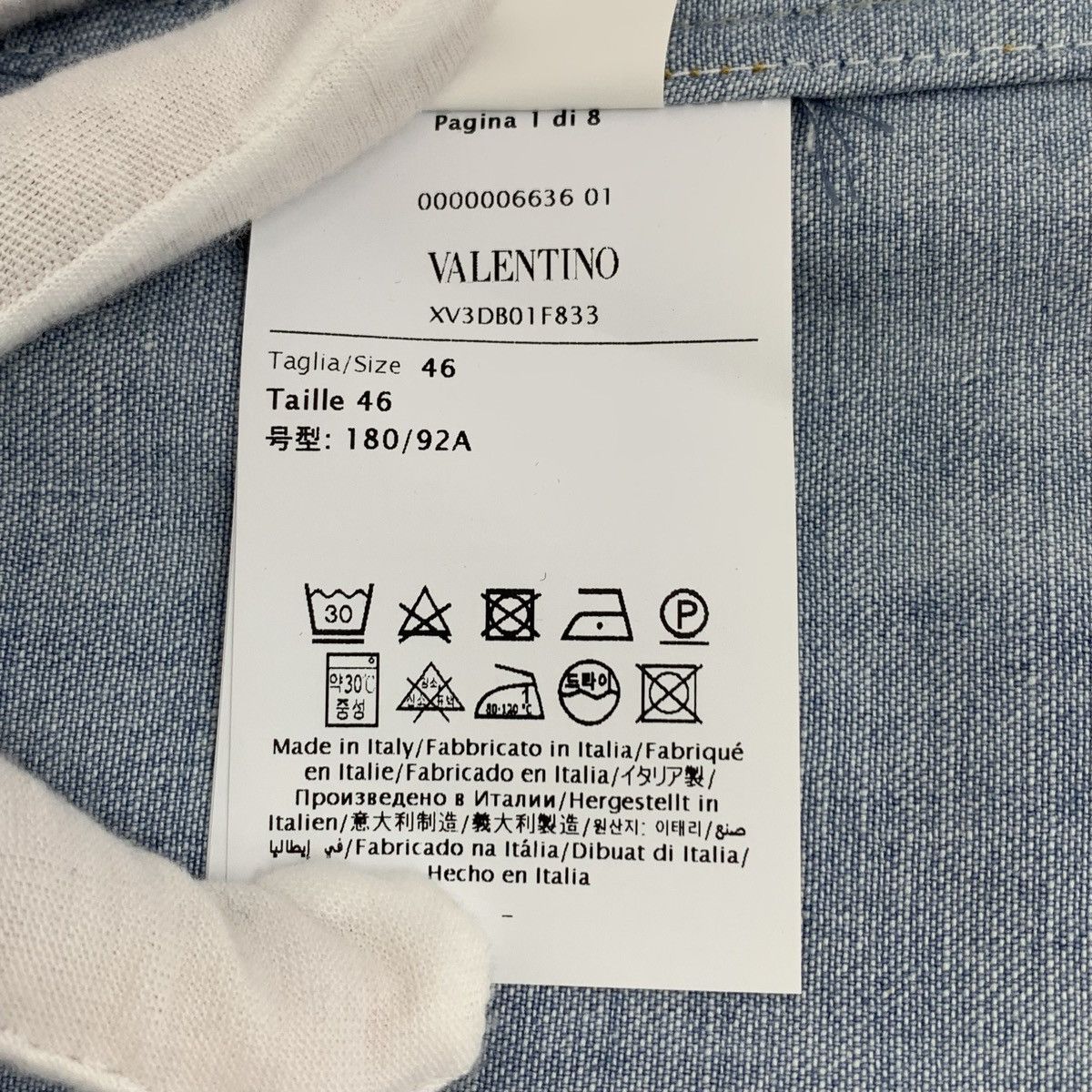 Valentino Valentino Blue Washed Cotton Long Sleeve Denim Shirt K26WX Size US S / EU 44-46 / 1 - 8 Thumbnail